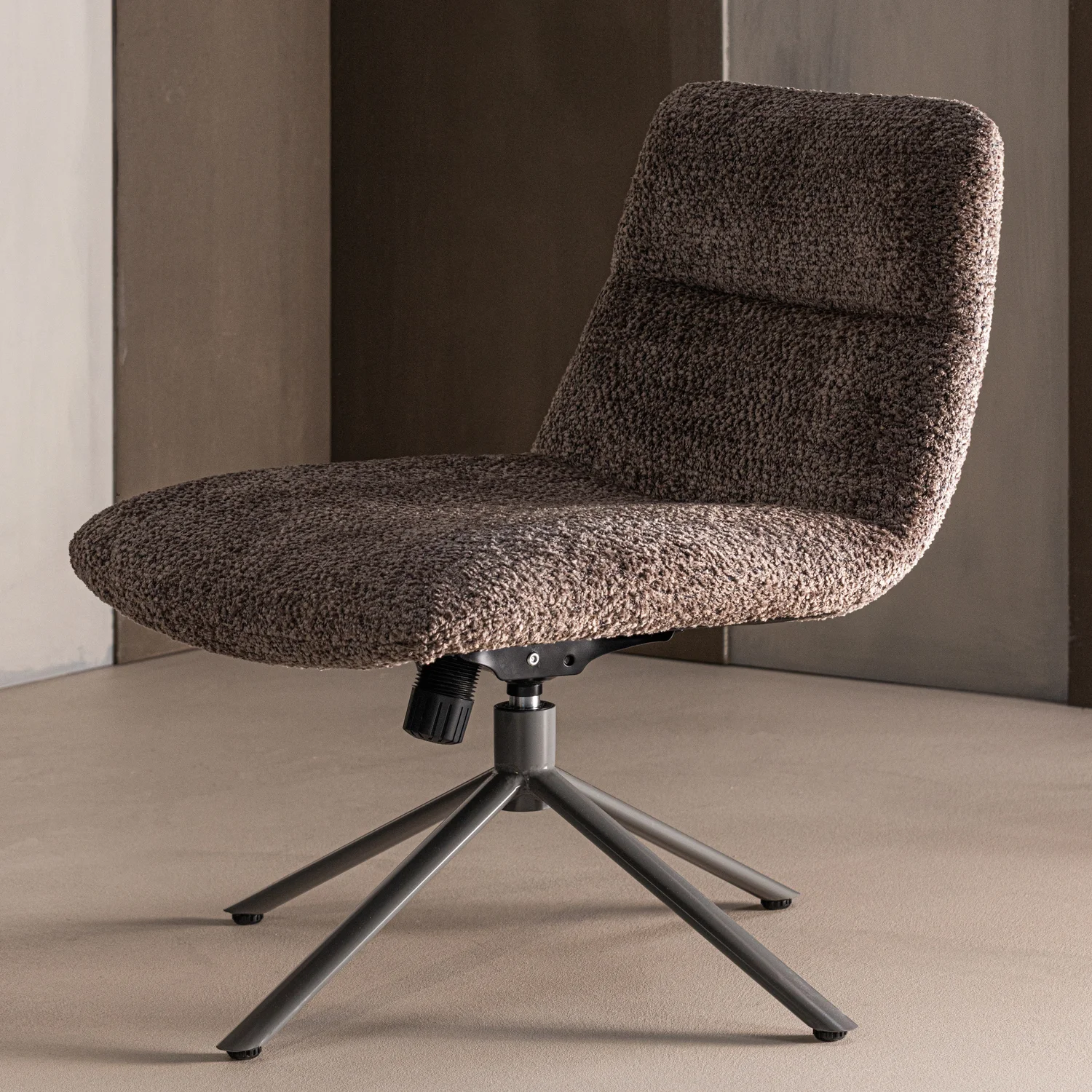 Loungesesel SOREN Sessel drehbar Wollbezug braun