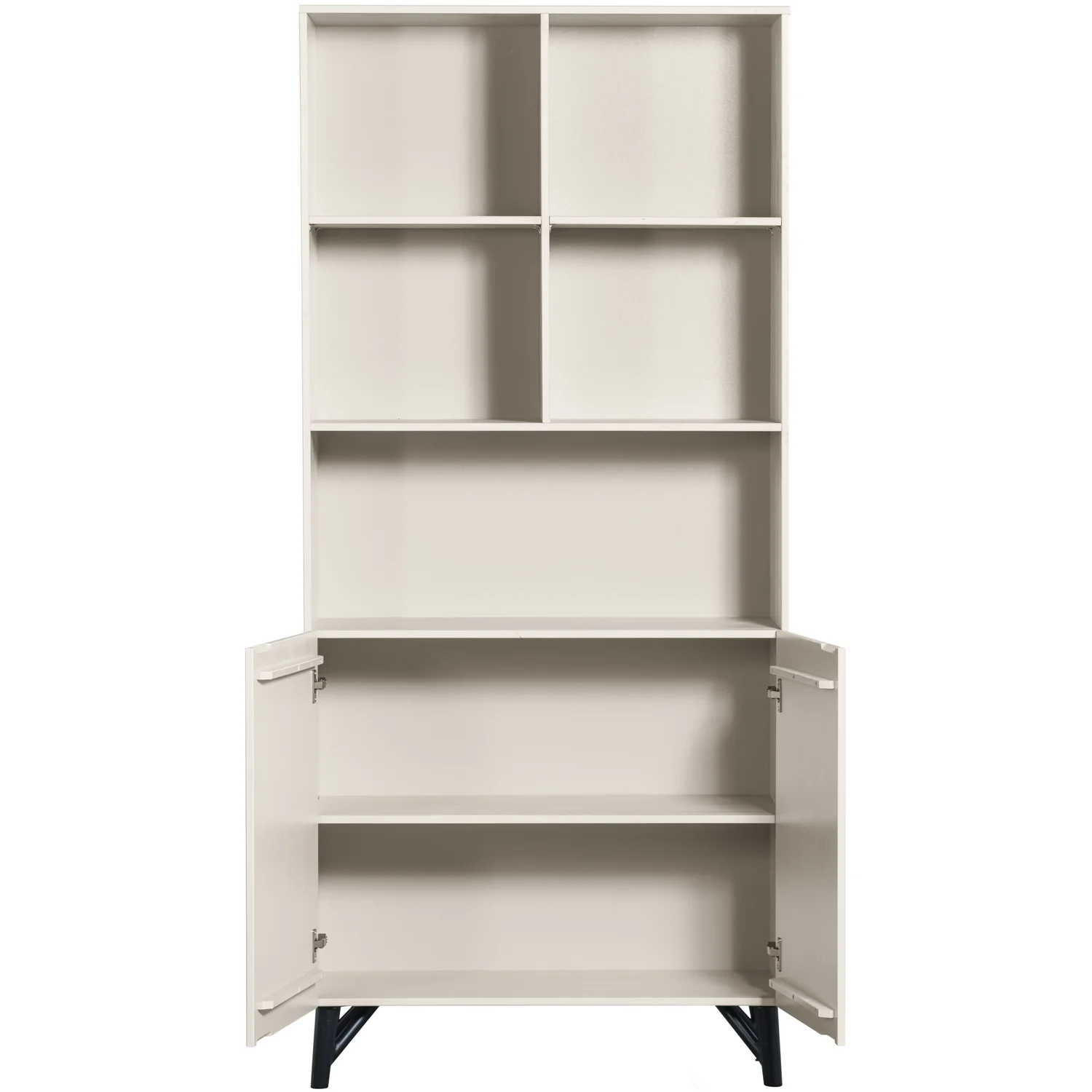 Regal Schrank MILLER 2-türig H 200 cm Kiefernholz staubgrau