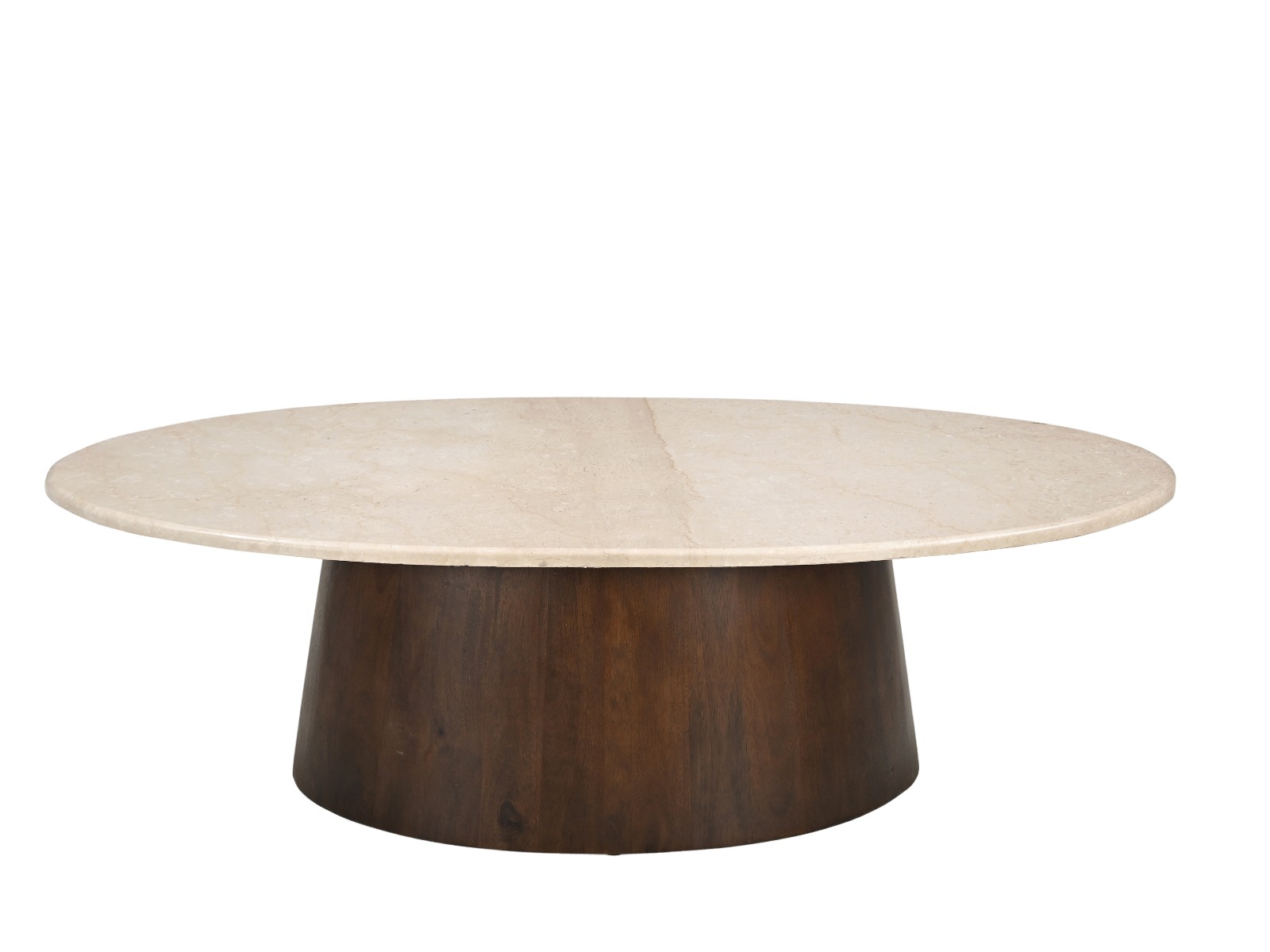 Couchtisch Bottecino oval 120 x 65 cm Mangoholz braun Marmor