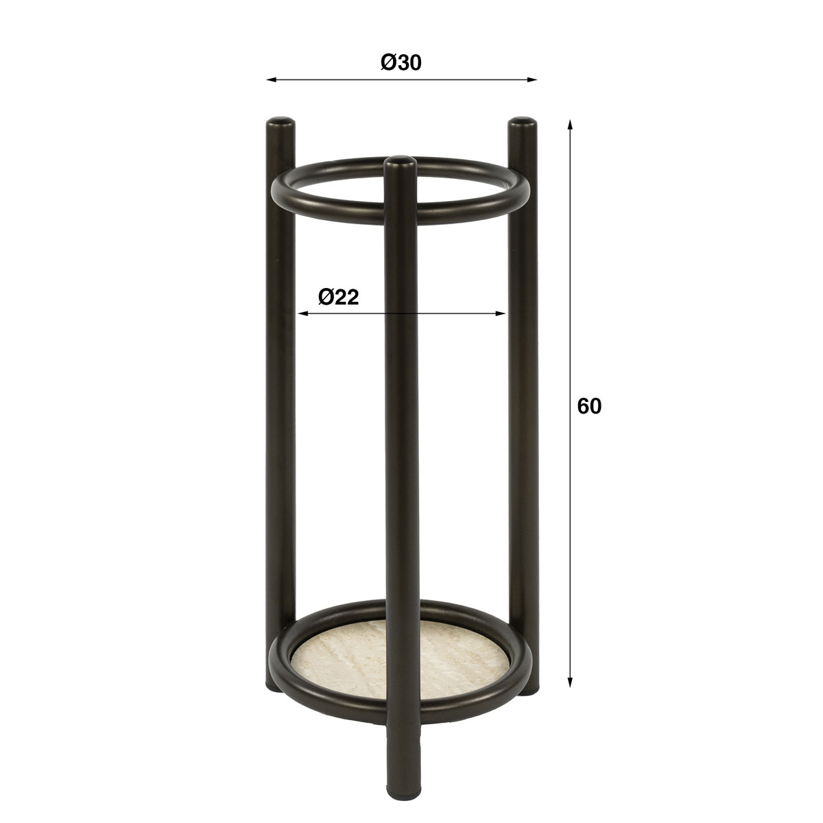 Schirmständer LIENO rund H 60 cm Metall braun