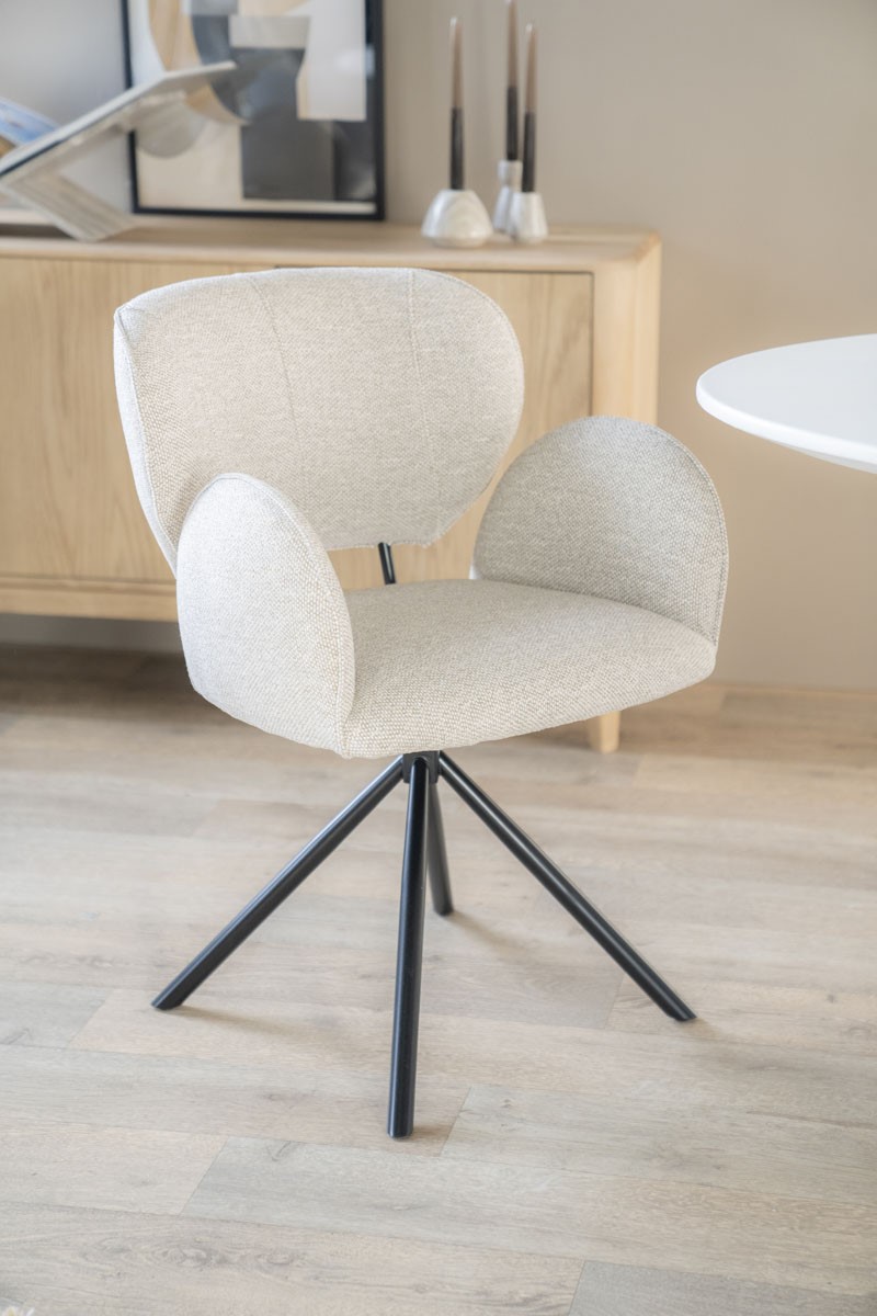 Esszimmerstuhl Rosalin drehbar taupe Stoffbezug