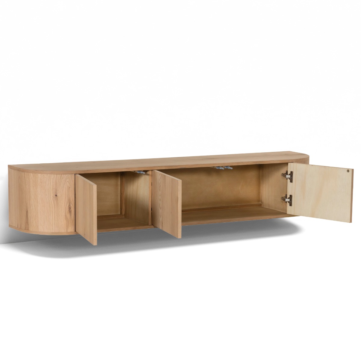 TV Möbel Lowboard Novero 180 cm schwebend Eichenholzfurnier natur Kommode