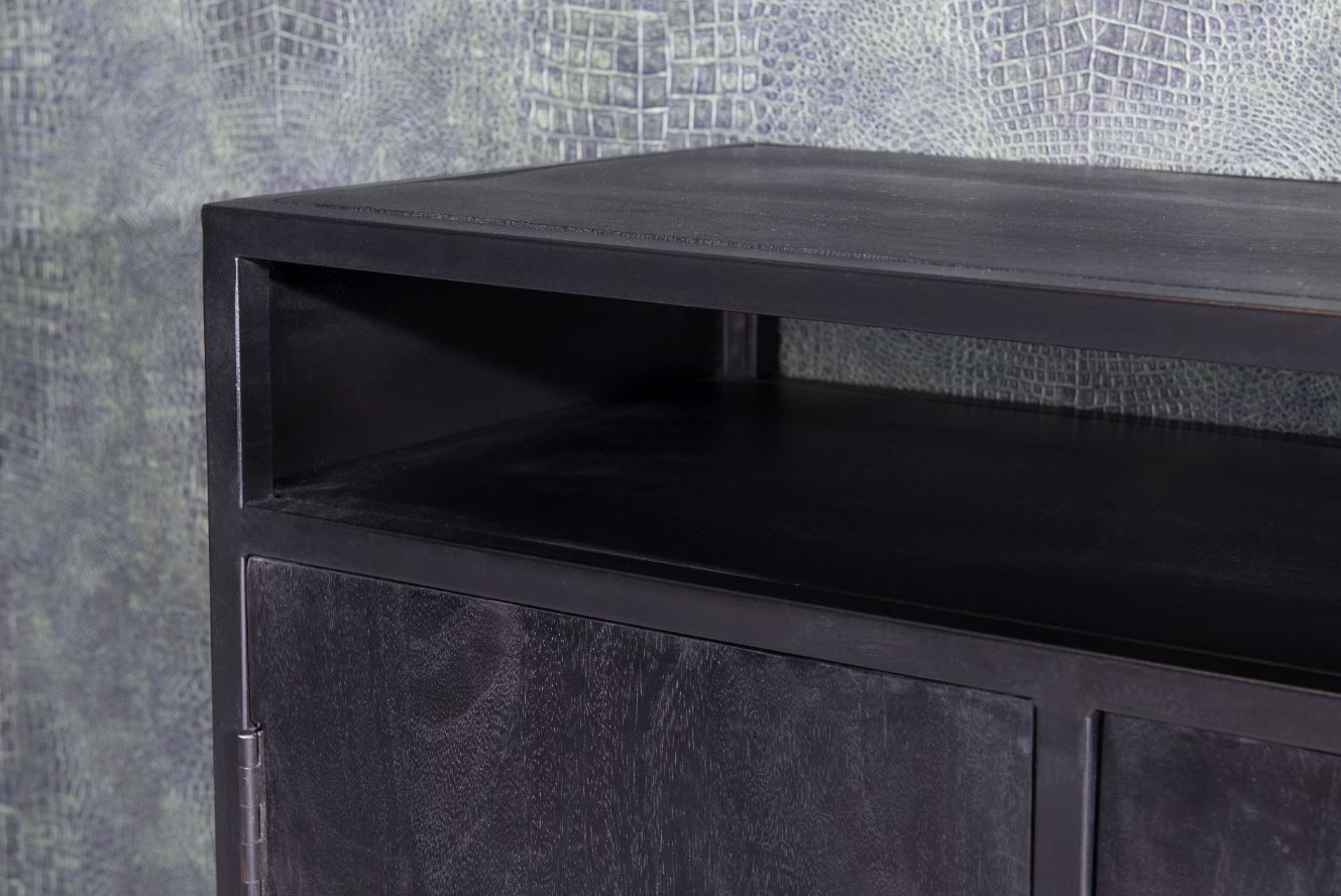 Kommode Sideboard Kala 180 cm Mango Holz schwarz