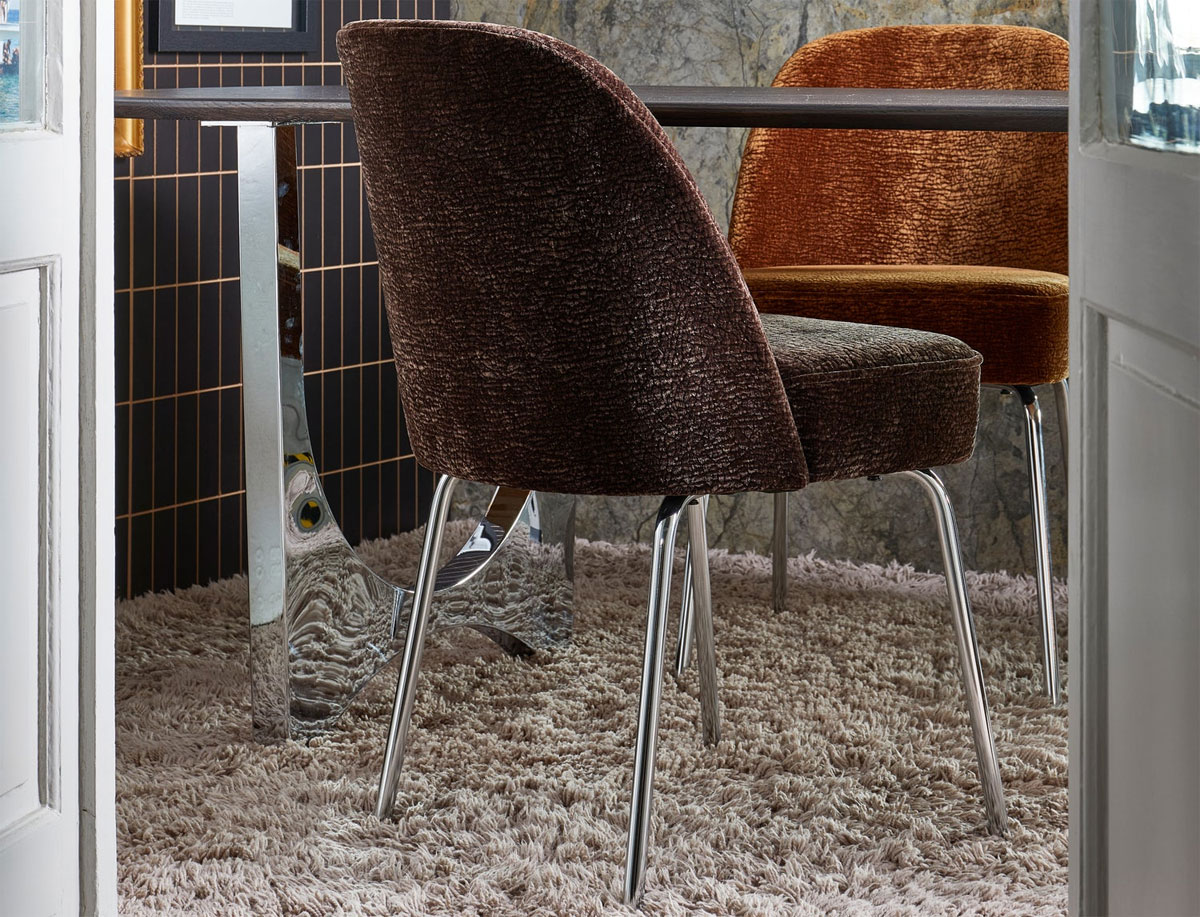 Esszimmerstuhl Vogue Chromebeine Chenille dunkelbraun