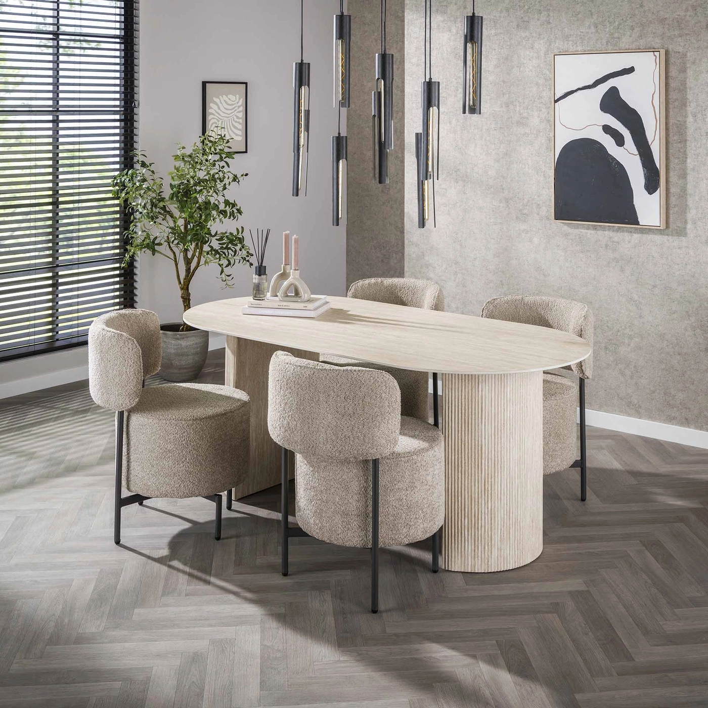 Esstisch Verona in Travertinoptik oval 180 cm - Maison ESTO