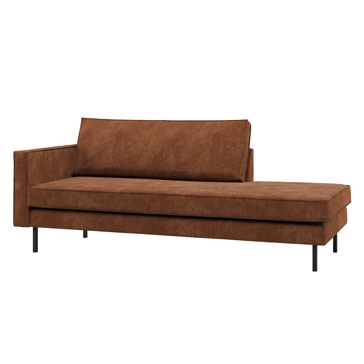 Sofa Chaiselongue RODEO Ripstoff rostbraun Recamiere links Tagesbett