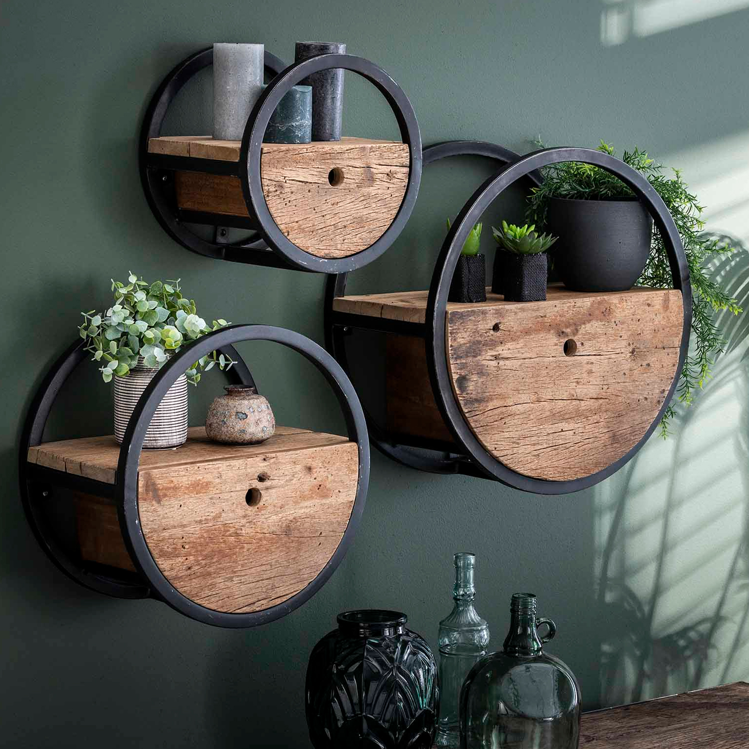 13366_1 Wandregal rund Ø 50 cm mit Schublade