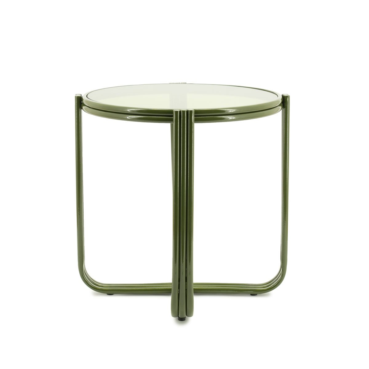 Beistelltisch Groovy Ø 42,5 cm Glas Metall grün Couchtisch