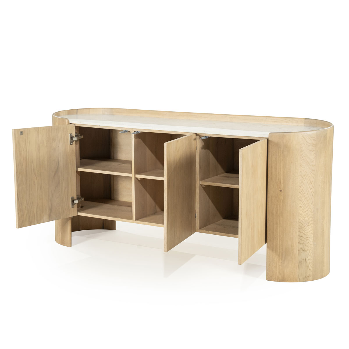 Sideboard Don 165 cm mit 3 Türen Eiche Marmor