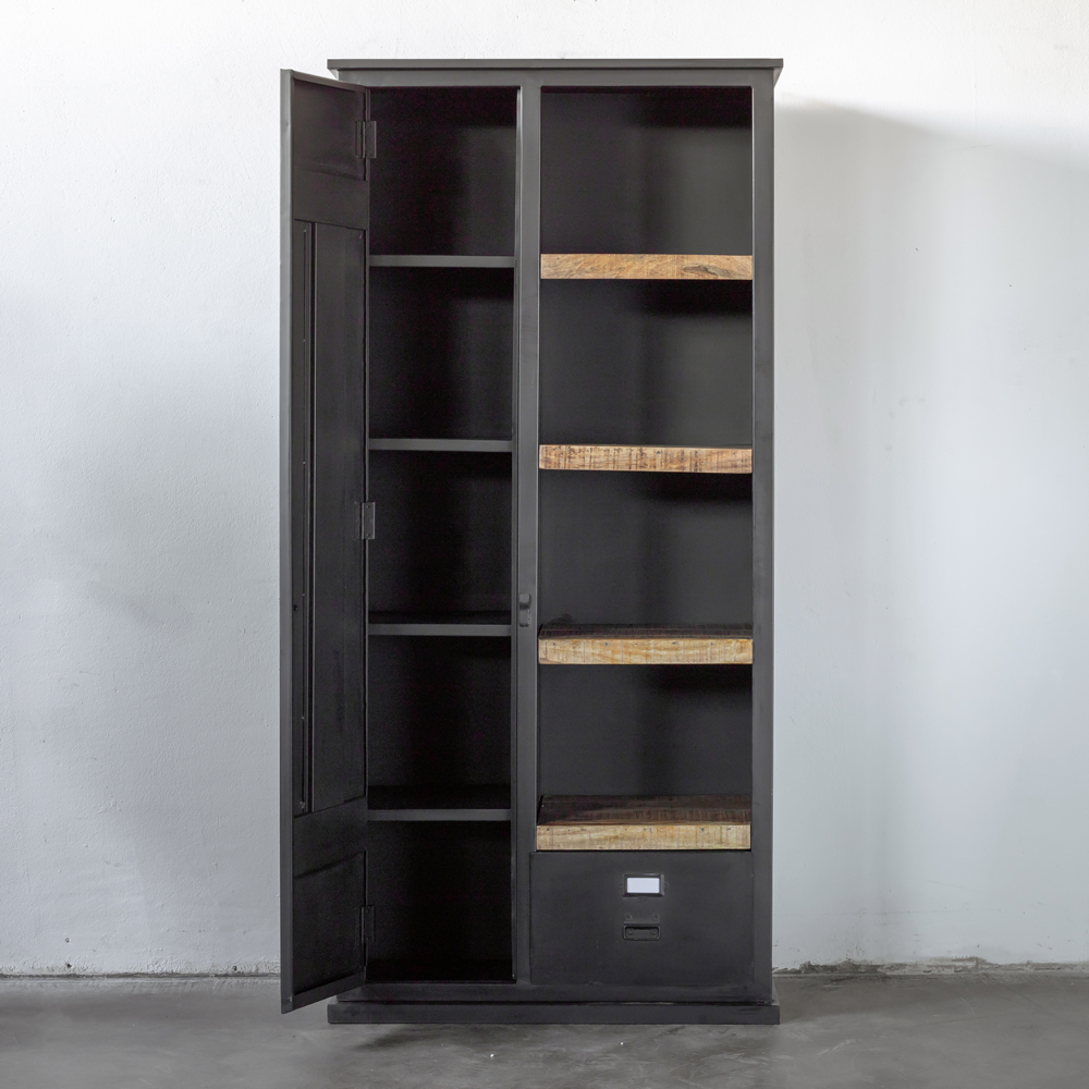Industrie Metall Schrank Bücherschrank schwarz