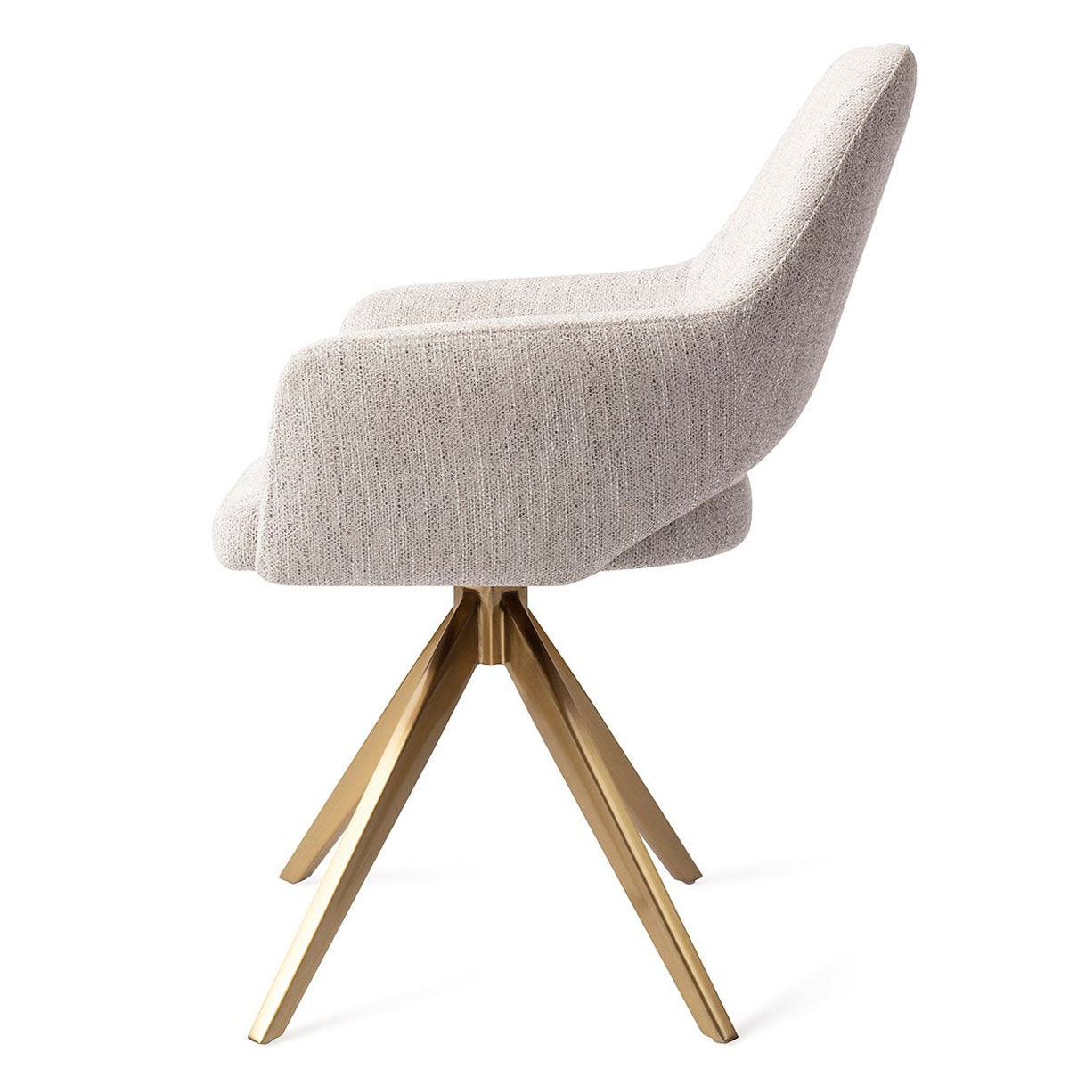 Esszimmerstuhl YANAI drehbar – Hellgrau mit goldenem Gestell