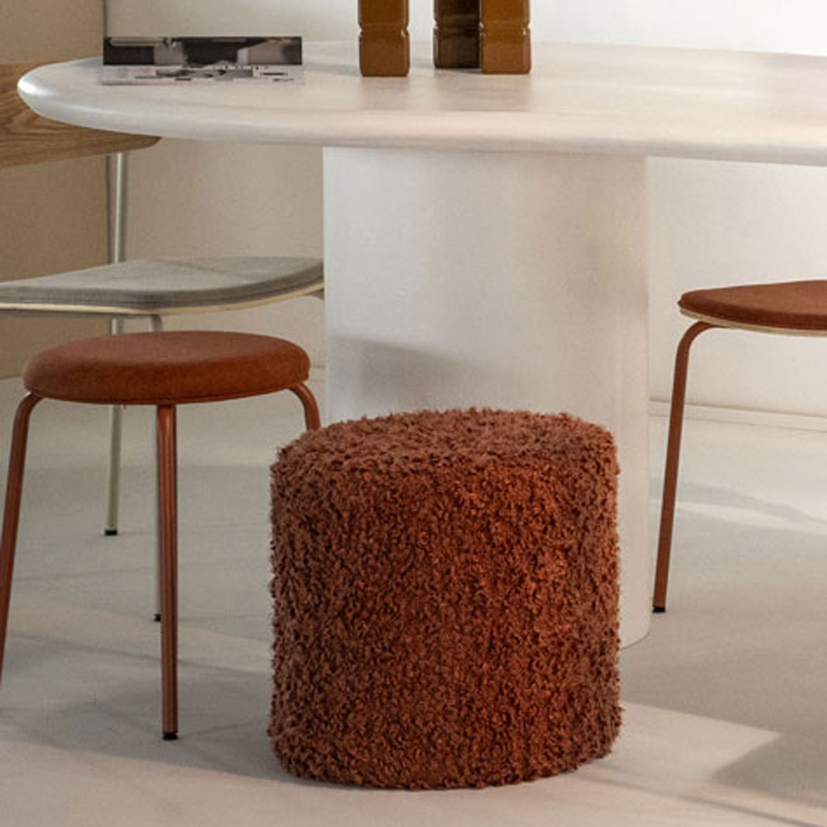 Pouf Vista Ø 40 cm Hocker Sitzhocker terracotta