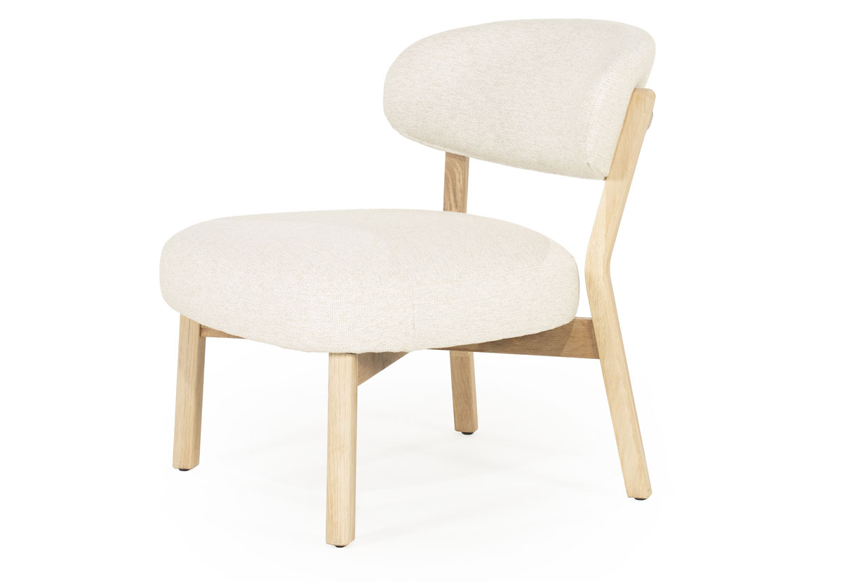 Sessel Mikky Eiche helbraun Stoff beige Clubsessel Fernsehsessel