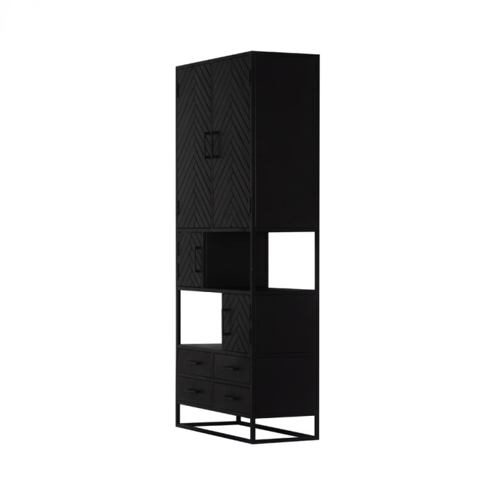 Regal Bücherregal BOB H 200 cm Mangoholz Fischgrät schwarz