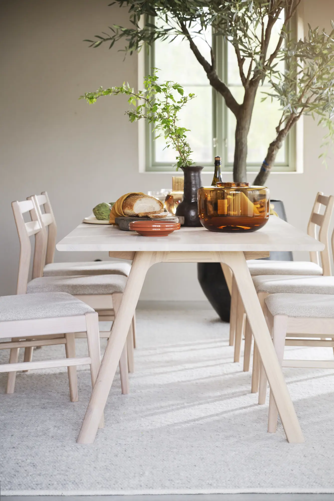 Esstisch LAPPERON 220 x 95 cm Eiche white wash verlängerbar 310 cm