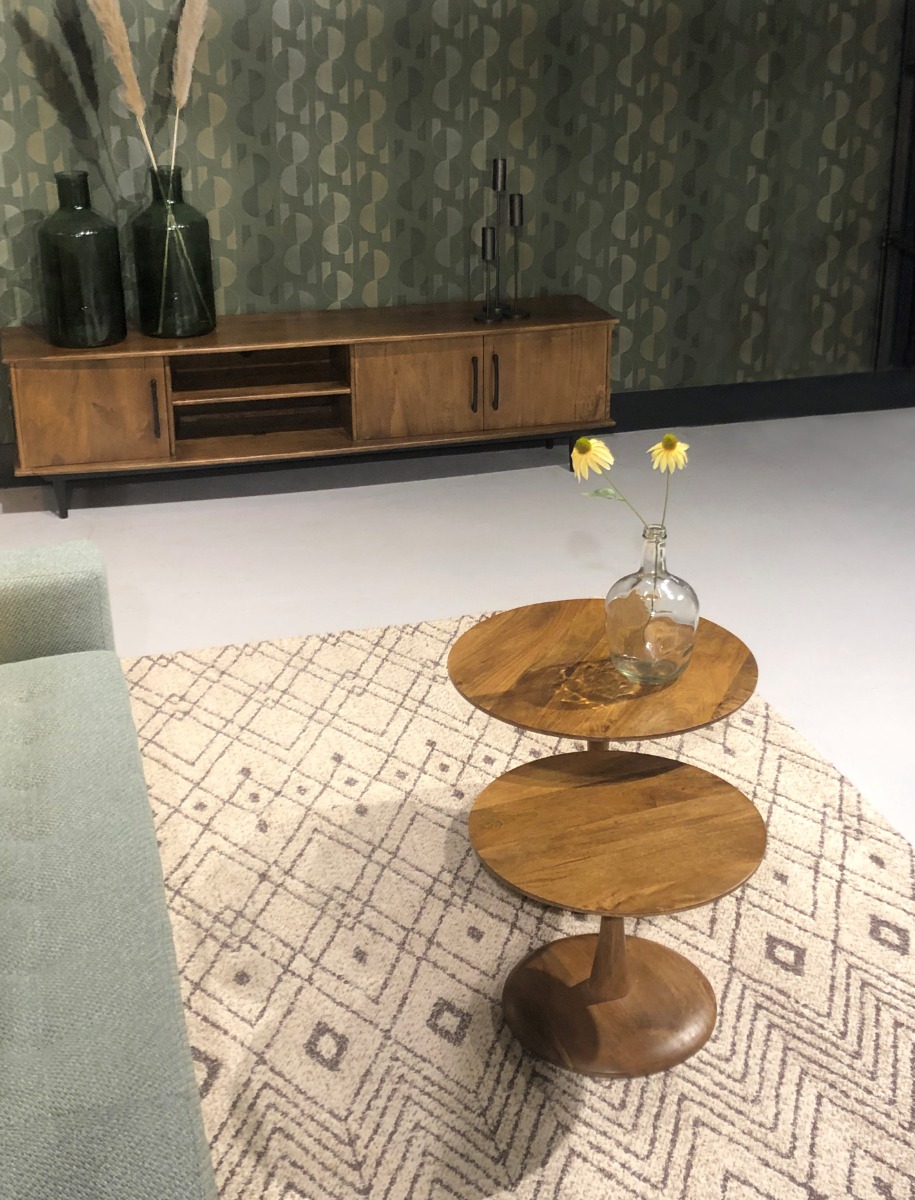 Vintage Teppich Edward 170 x 240 cm Baumwolle beige mit Muster Carpet