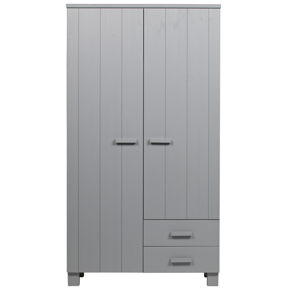 woood Kleiderschrank Dennis Schrank Kiefer betongrau grau