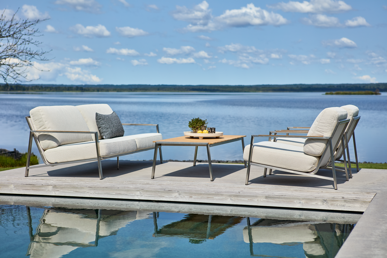 Gartensessel Gartenstuhl Naos Edelstahl Bezug beige