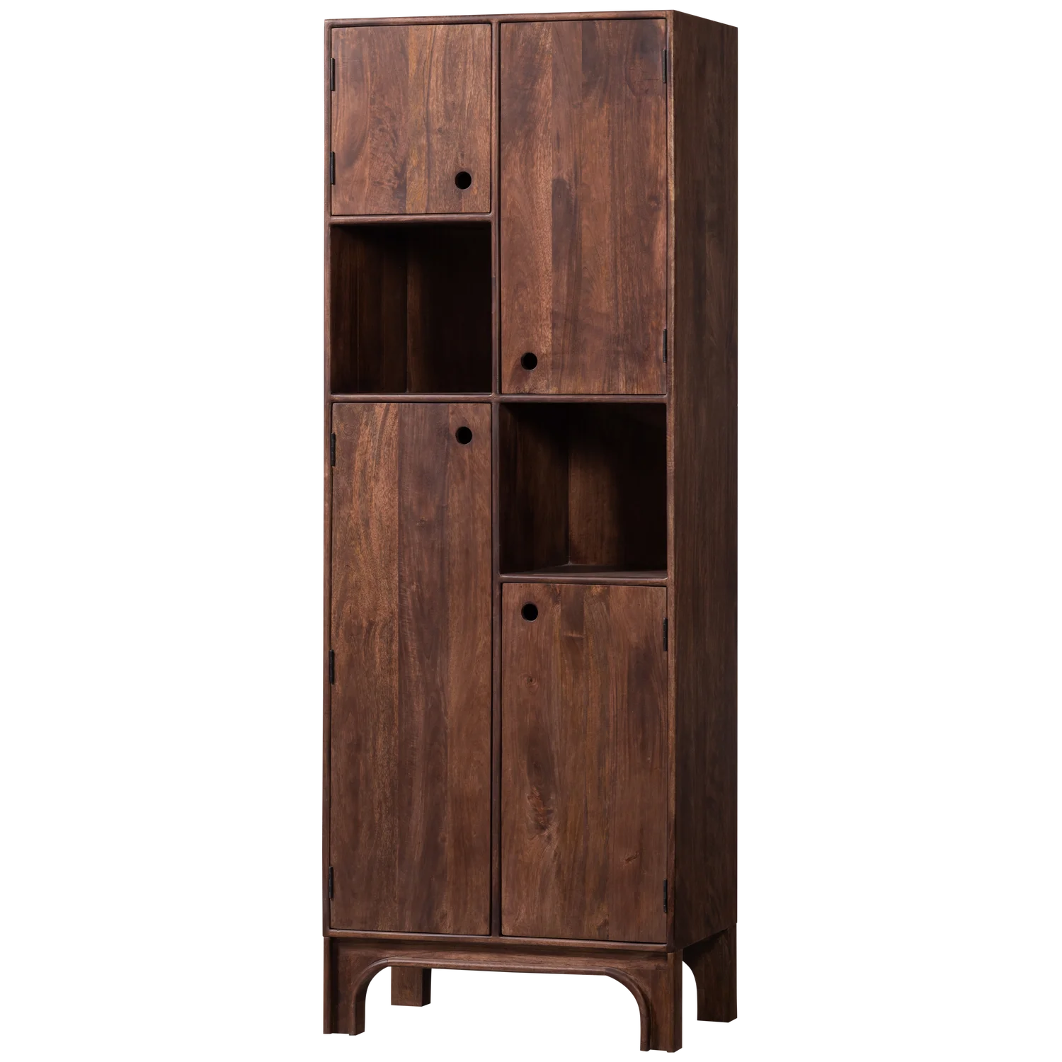 Wandschrank Schrank STAES H 210 cm Mangoholz walnussfarben