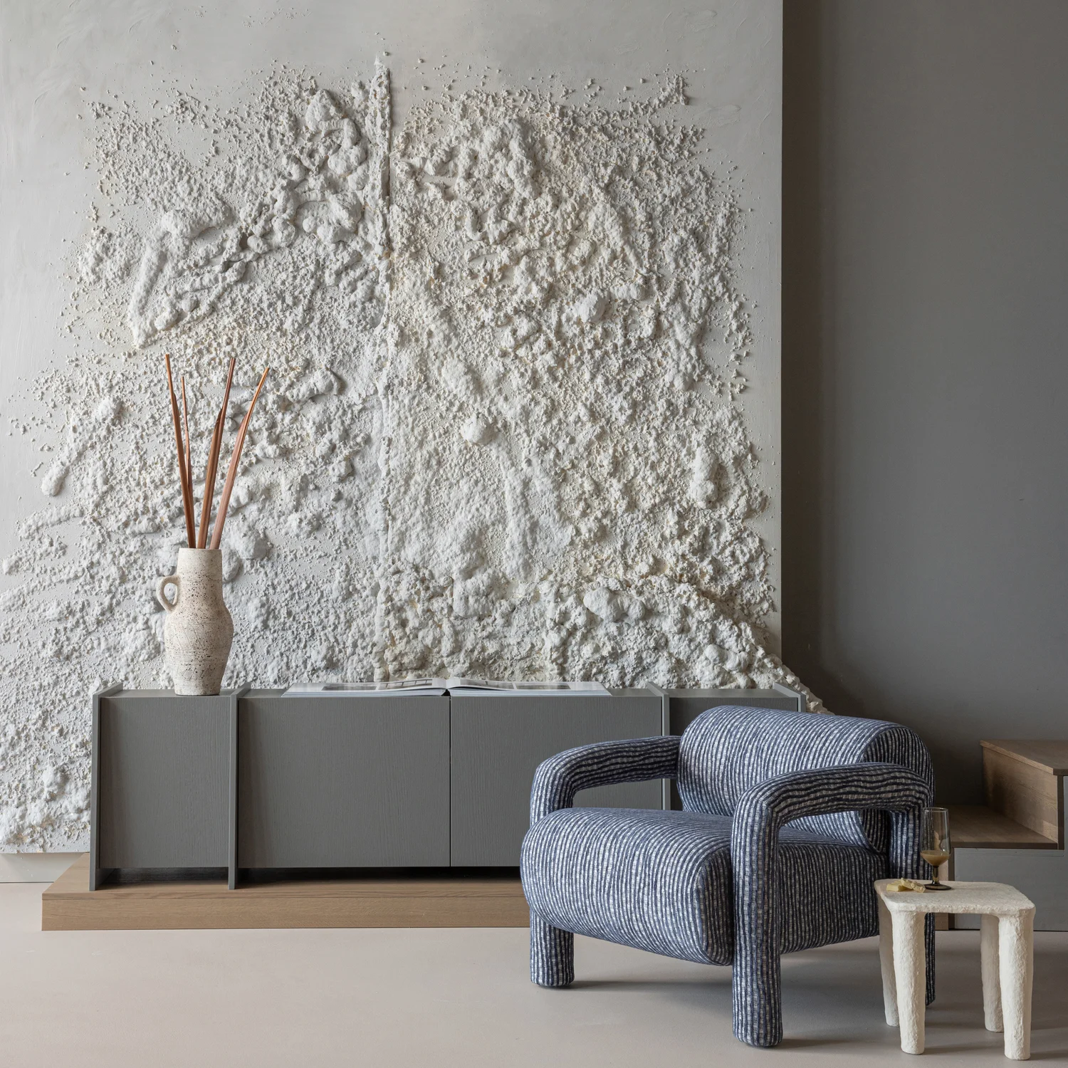 Loungesesel LENNY Sessel Musterstoff grau blau