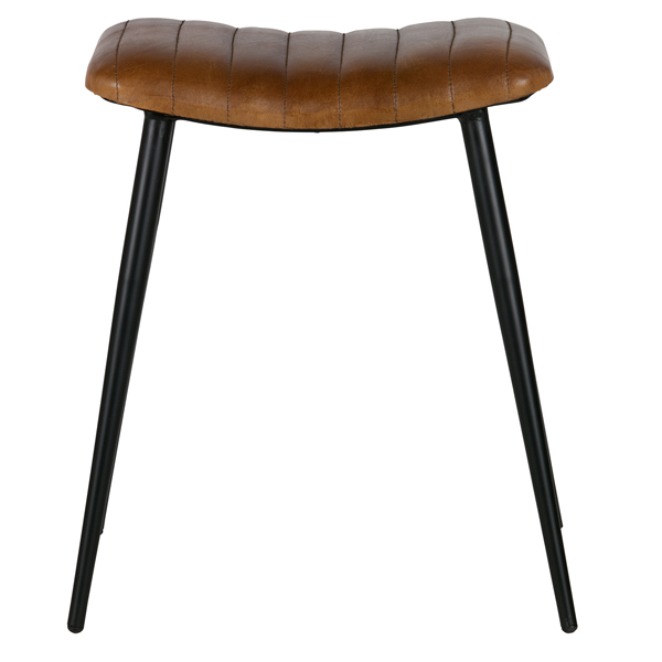 Vintage Hocker HUNT Sitzhocker Fußhocker Leder Metall Sitz Ledersitz Lederhocker