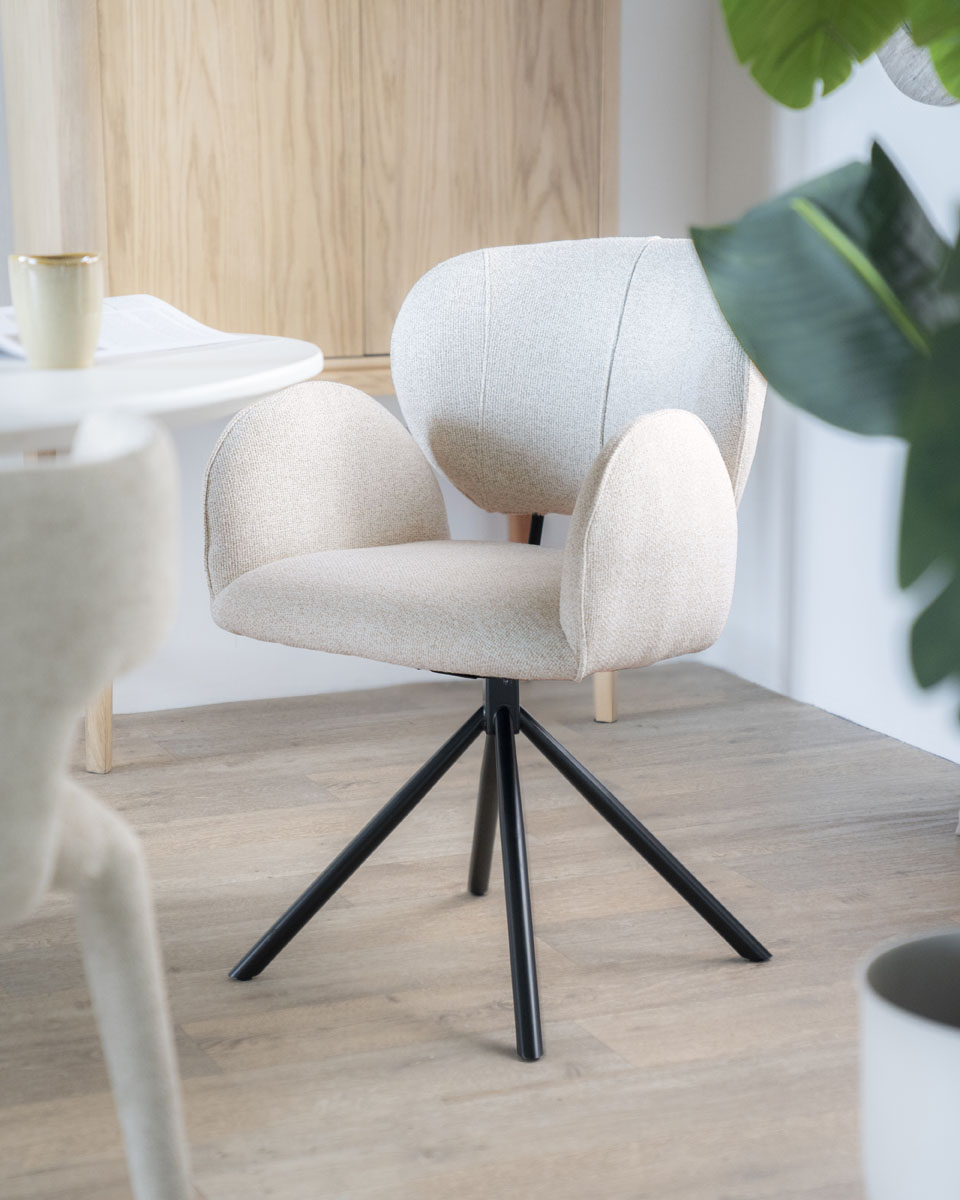 Esszimmerstuhl Rosalin drehbar taupe Stoffbezug
