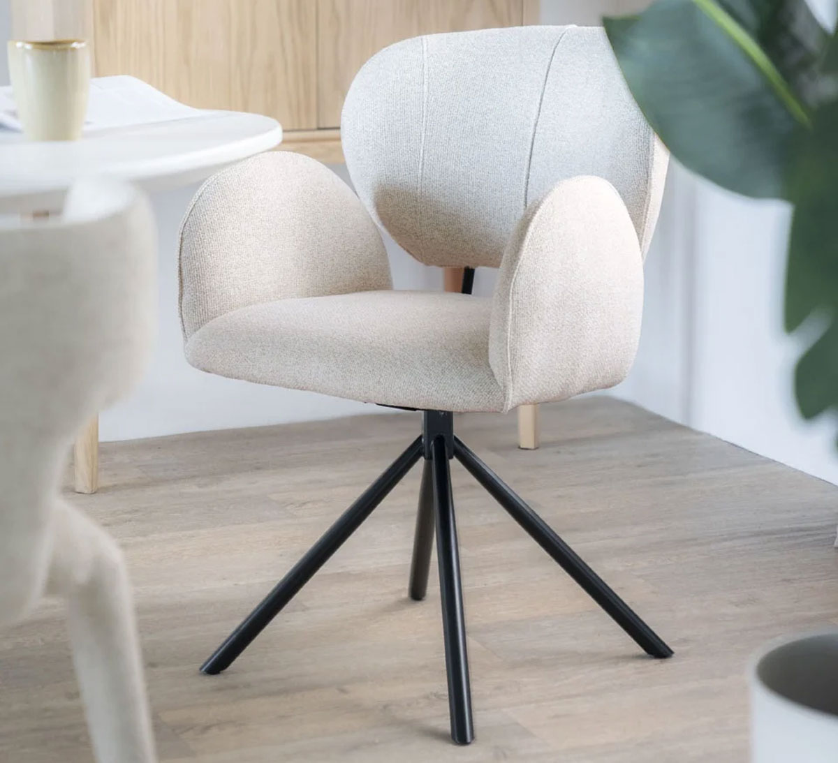 Esszimmerstuhl Rosalin drehbar taupe Stoffbezug