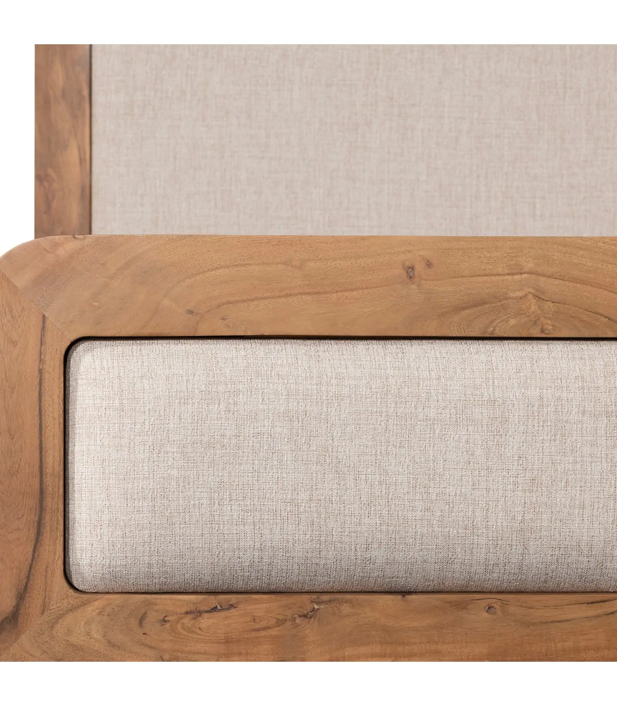 VICAL Hochwertiges BETT aus Akazienholz & Stoff 180 x 200 cm