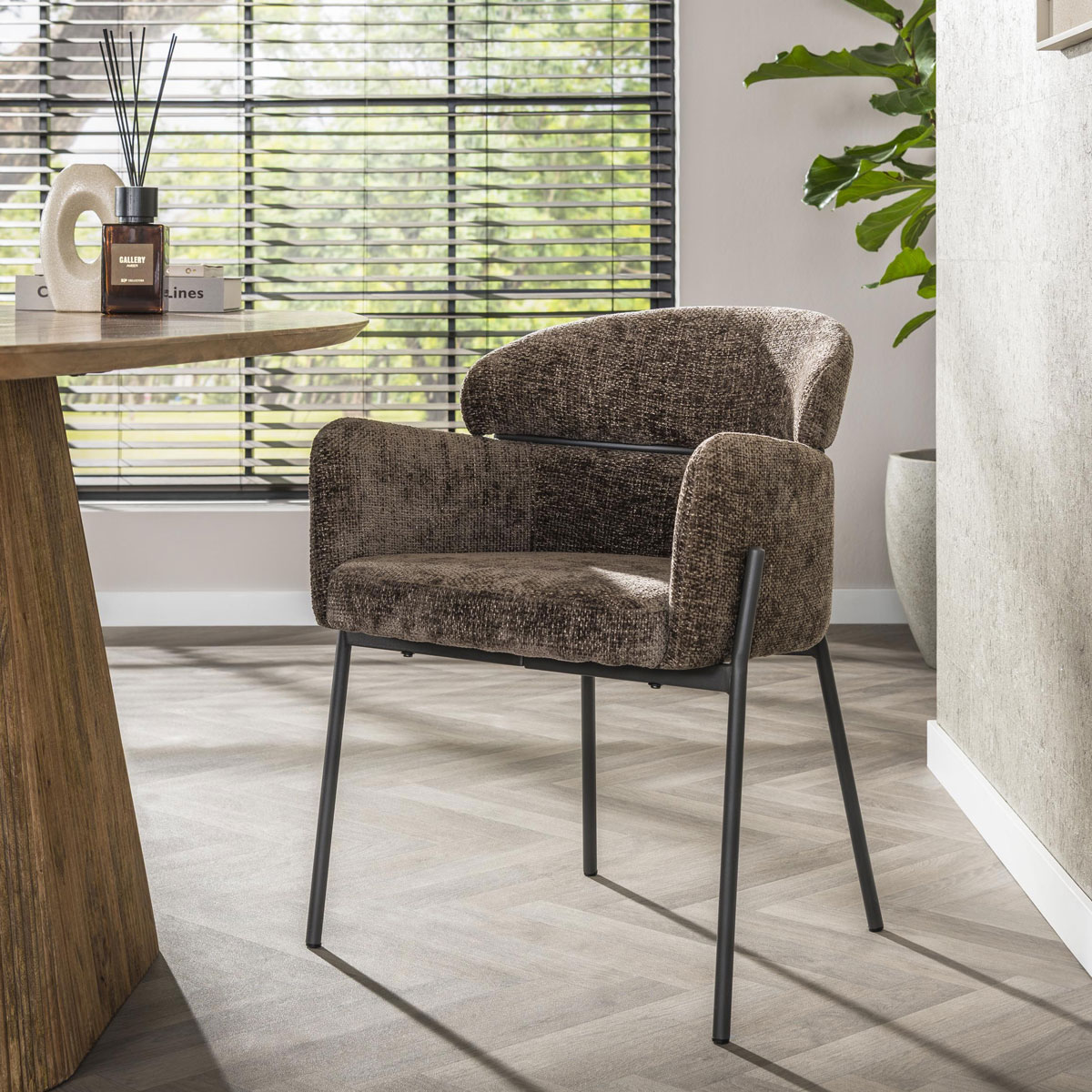 2er Set Armlehnstuhl Boston Chenille Stoff taupe