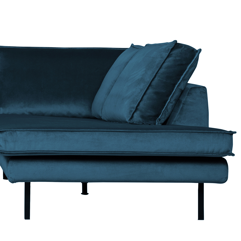 Eckgarnitur Rodeo Samt blau Couch Sofa Ecksofa Longchair rechts