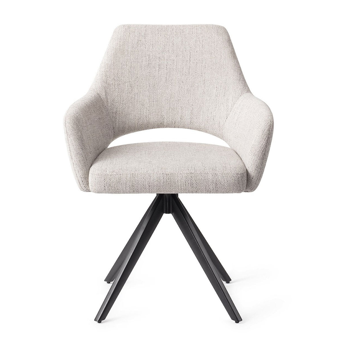 Esszimmerstuhl YANAI drehbar – Hellgrau mit schwarzem Gestell