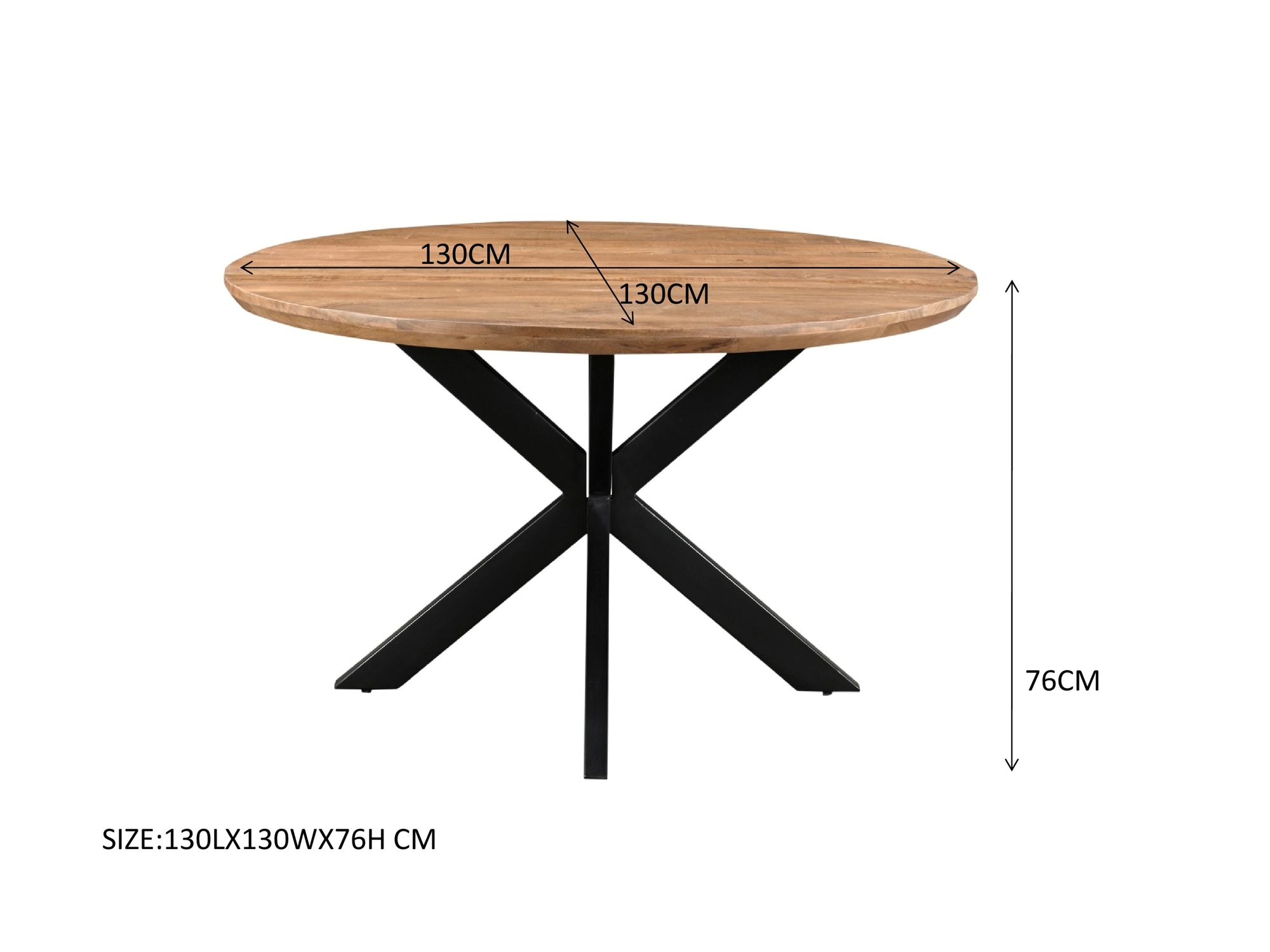 Esstisch Jesper rund Ø 130 cm Mangoholz natur 