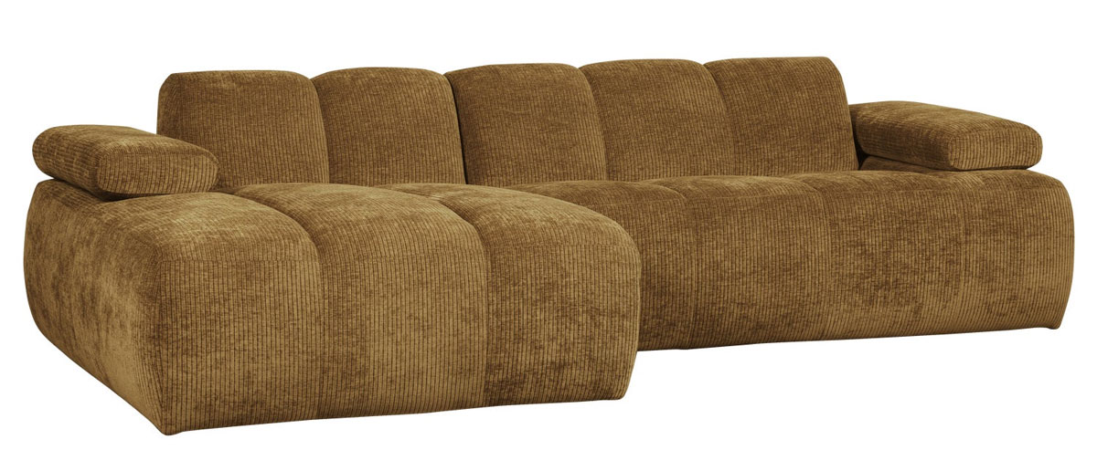woood Chaiselongue Sofa MOJO links gerippter Stoff honiggelb