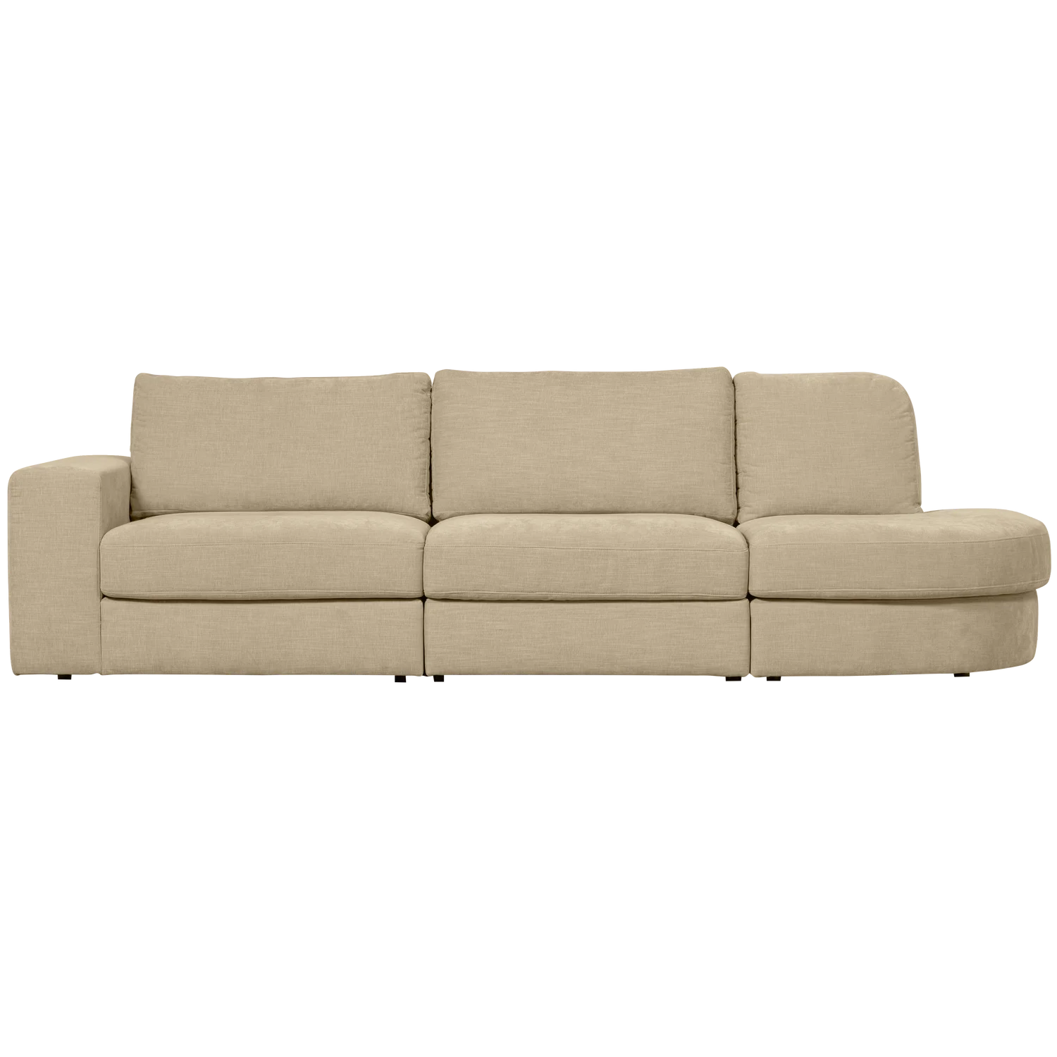 2,5 Sitzer Sofa FAMILY Webstoff sand mit Rundung rechts