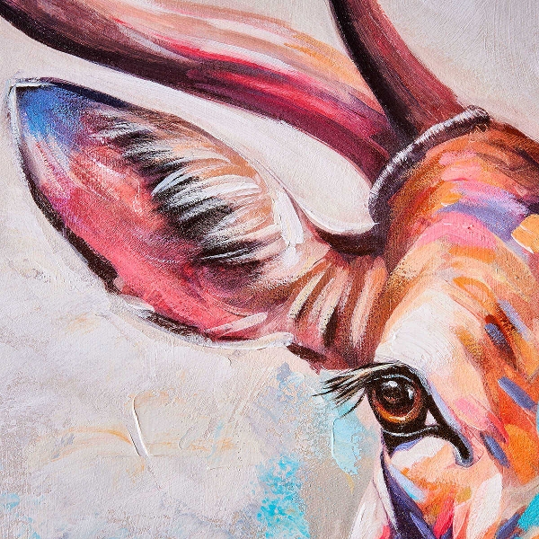 Bild 100 x 100 cm Hirsch Reh Acryl Leinwand handgemalt multicolor