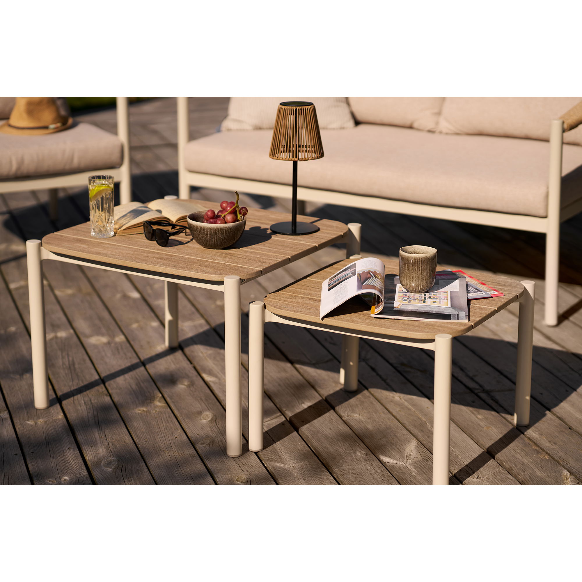 Garten Lounge Garnitur LABELA 5 tlg. 2er Tischset Bank 2 Gartensessel