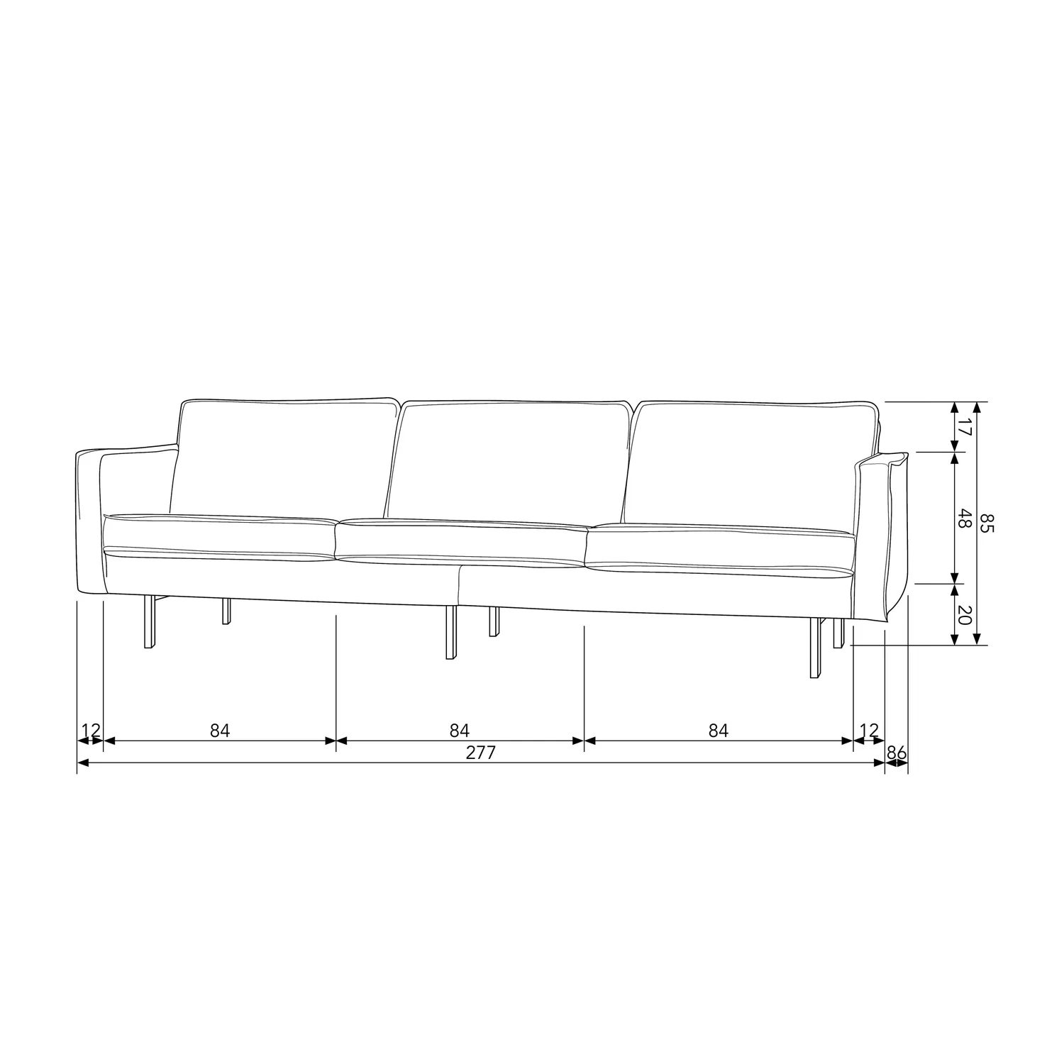 3 Sitzer Sofa RODEO Struktur Velvet Samt bonsai
