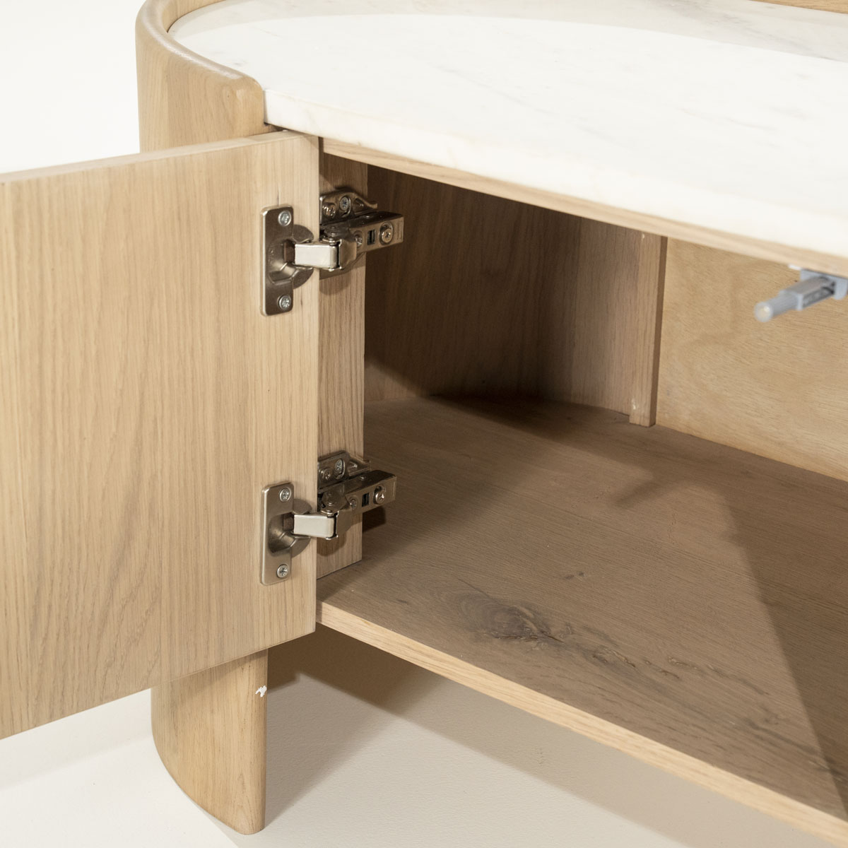TV Möbel Lowboard Don 240 cm Eiche Holz hellbraun Marmor