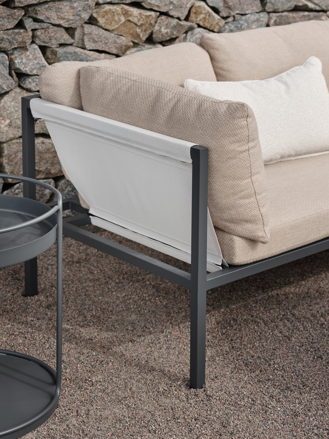 Garten Lounge Ecksofa Gartensofa anthrazit gerstenfarben