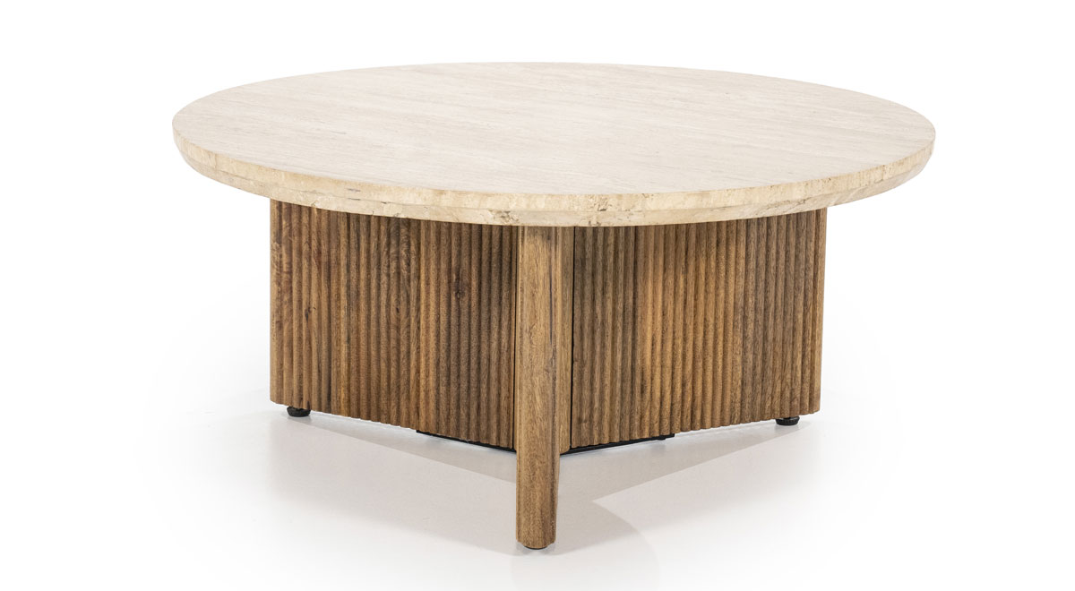 Couchtisch Sara rund Ø 78 cm Travertin Naturstein