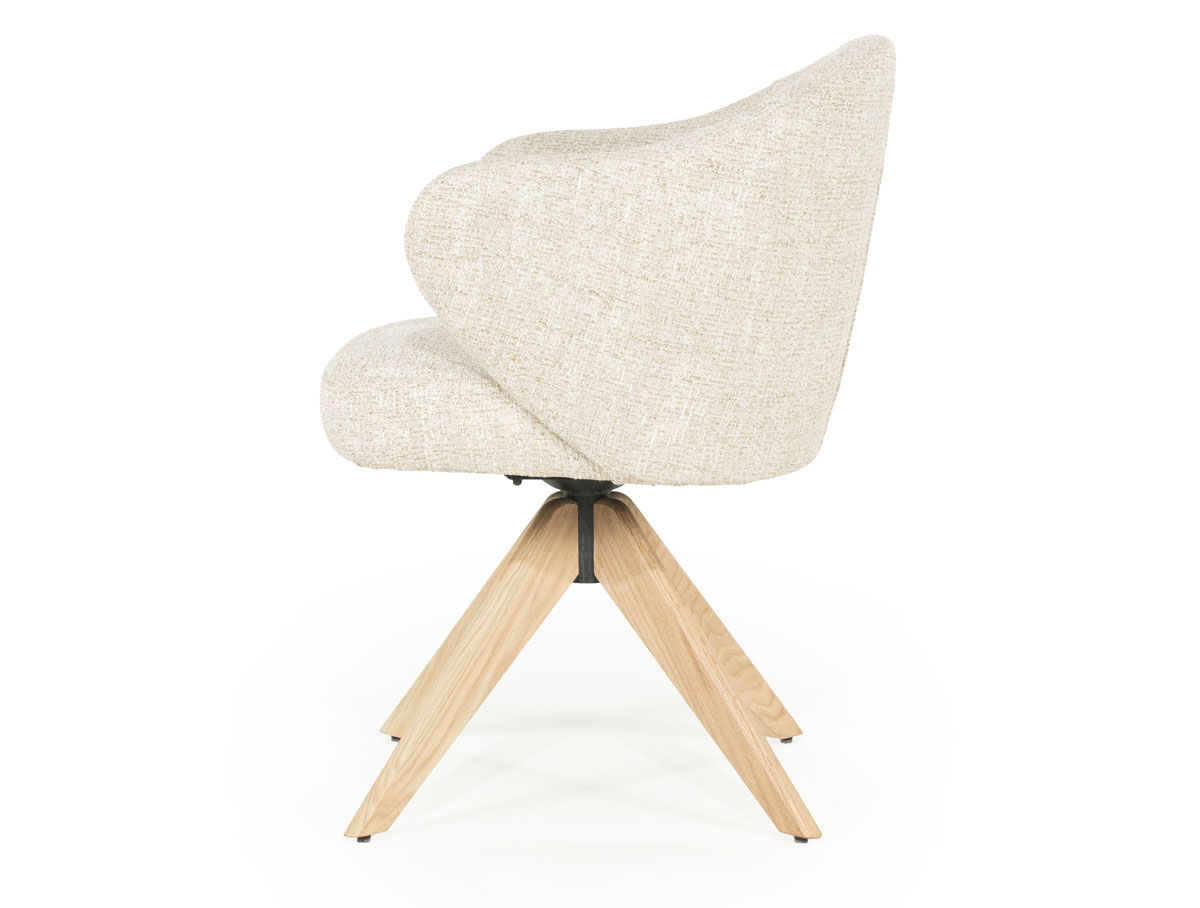 Esszimmer Stuhl Connor drehbar Eiche Stoff beige