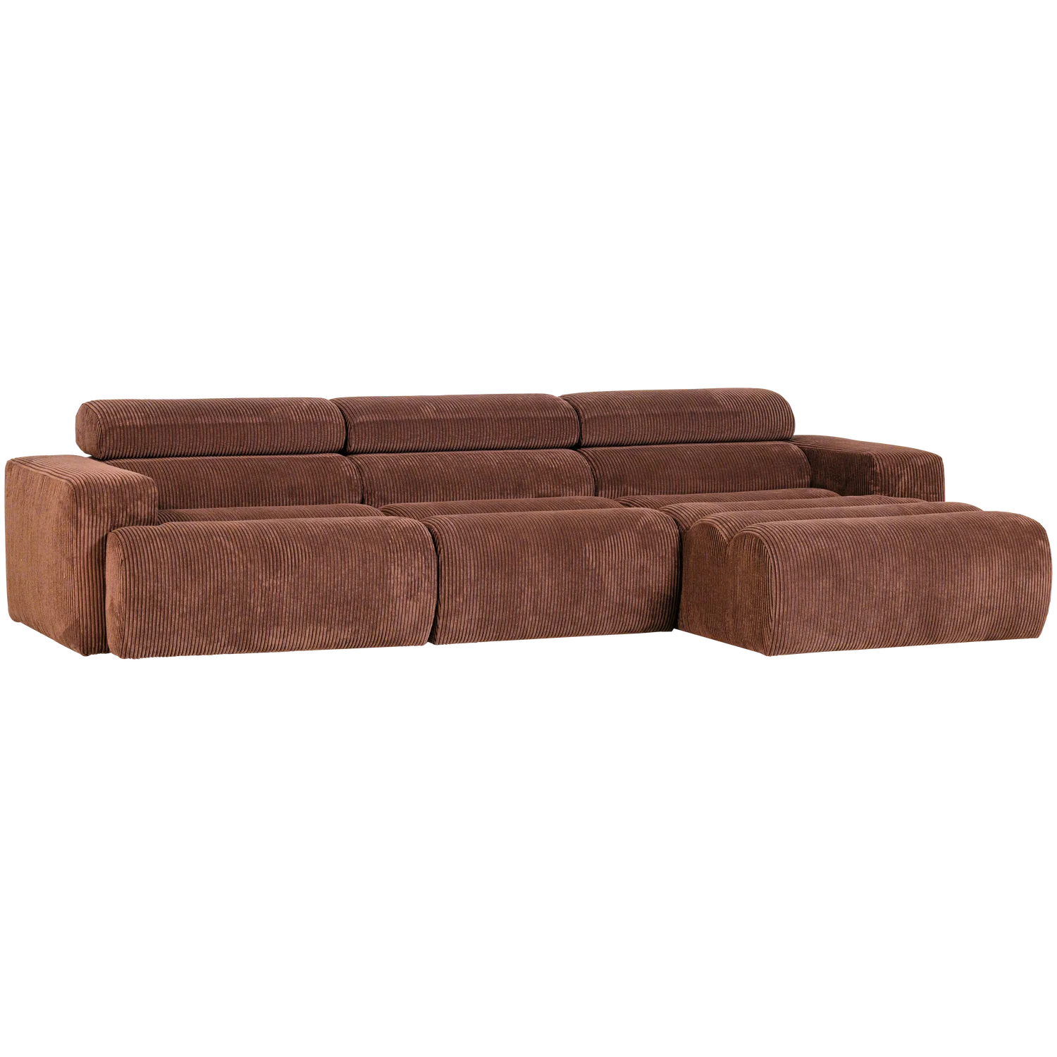 Ecksofa Sofa NOVI Bezug Rippstoff terra Chaiselongue rechts