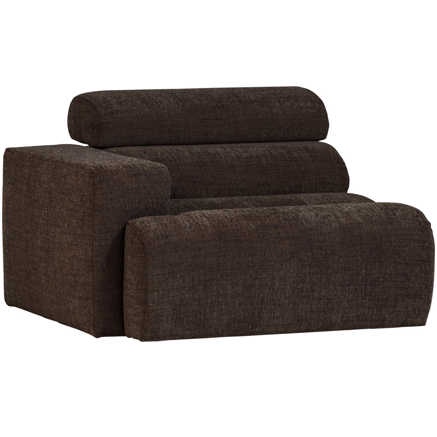 Sofaelement NOVI mit Armlehne links Element Webstoff dunkelbraun melange