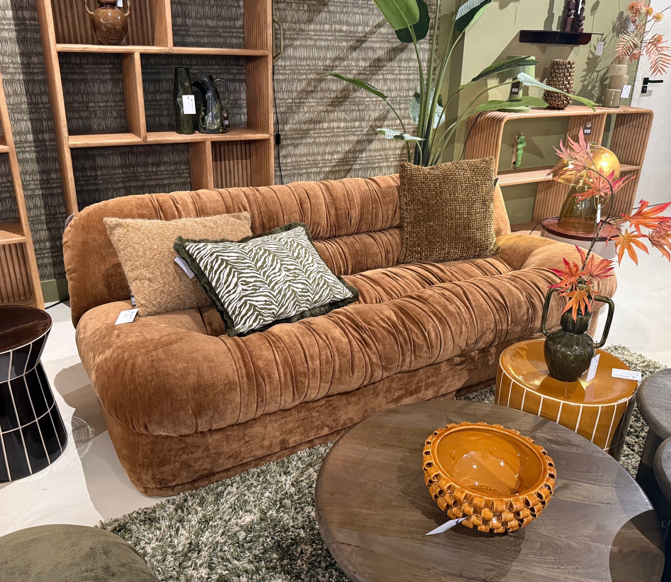 3 Sitzer Sofa Nook Stoff Blim senffarben Couch Garnitur Loungesofa Couchgarnitur