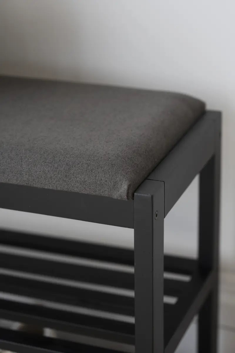 Schuhbank aus Holz Eiche schwarz mit Sitzfläche