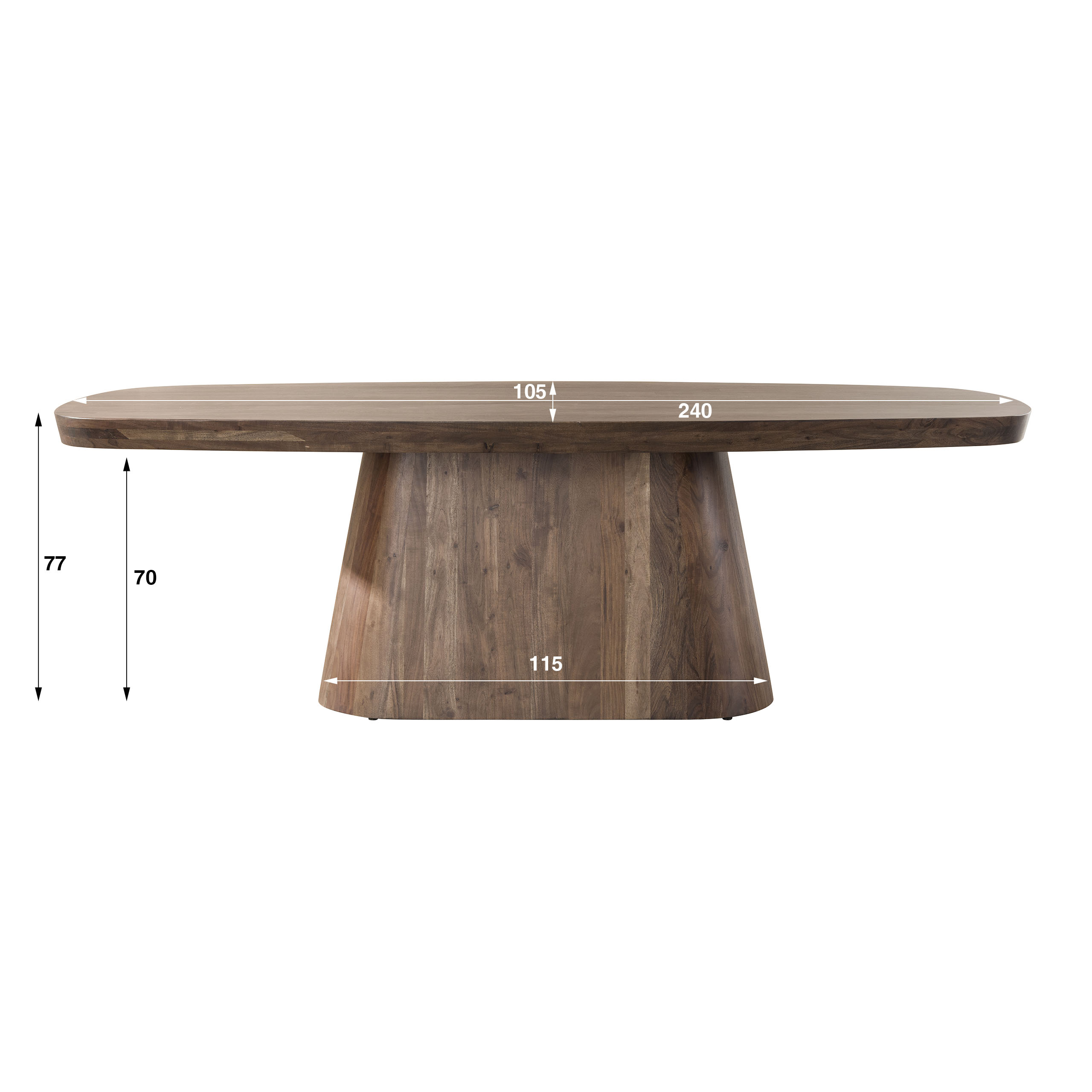 Esstisch ROMA – Ovaler Design-Esstisch aus massiver Akazie 240 cm