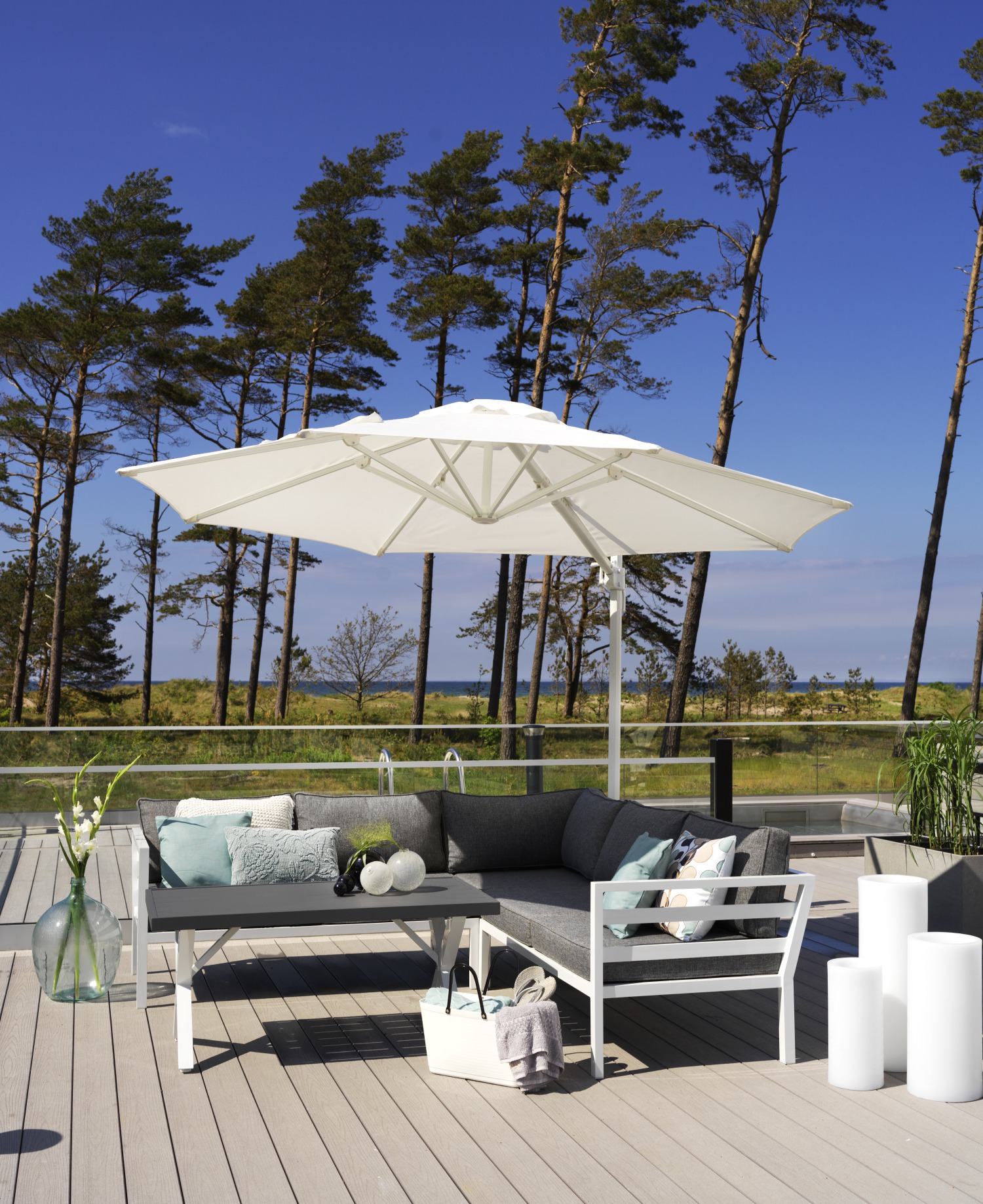 Ecksofa Garten Lounge Set WELDON incl.Sitzkissen weiss