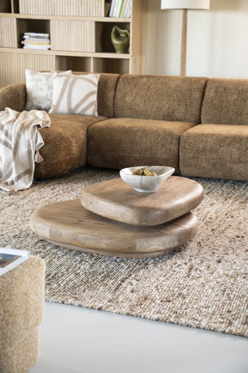 Couchtisch Kabo 100 x 80 cm drehbar Mango Massivholz hellbraun