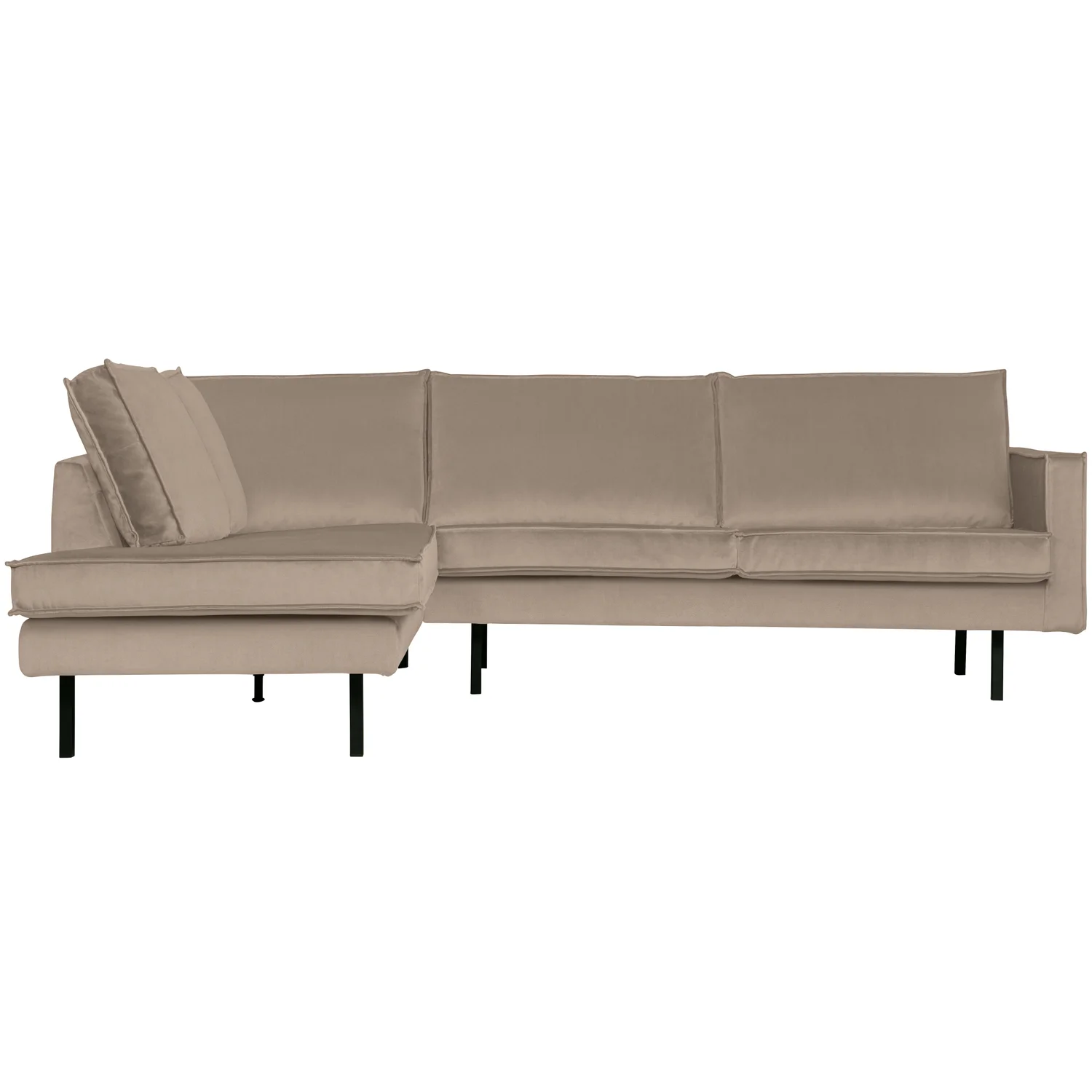 Eckgarnitur Rodeo Samt khaki Couch Sofa Ecksofa Longchair links