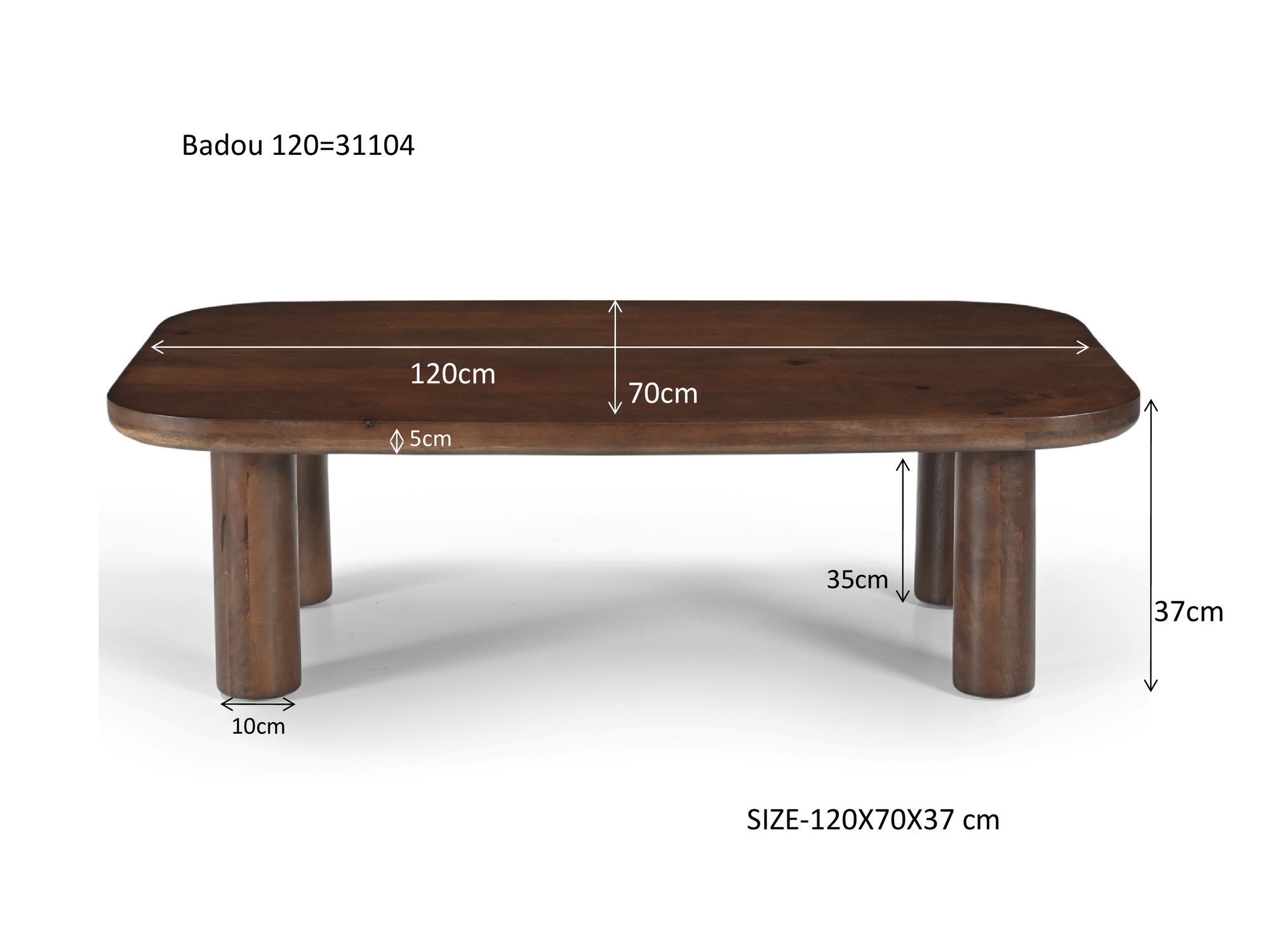 Couchtisch Badou 120 x 70 cm Mangoholz braun Sofatisch